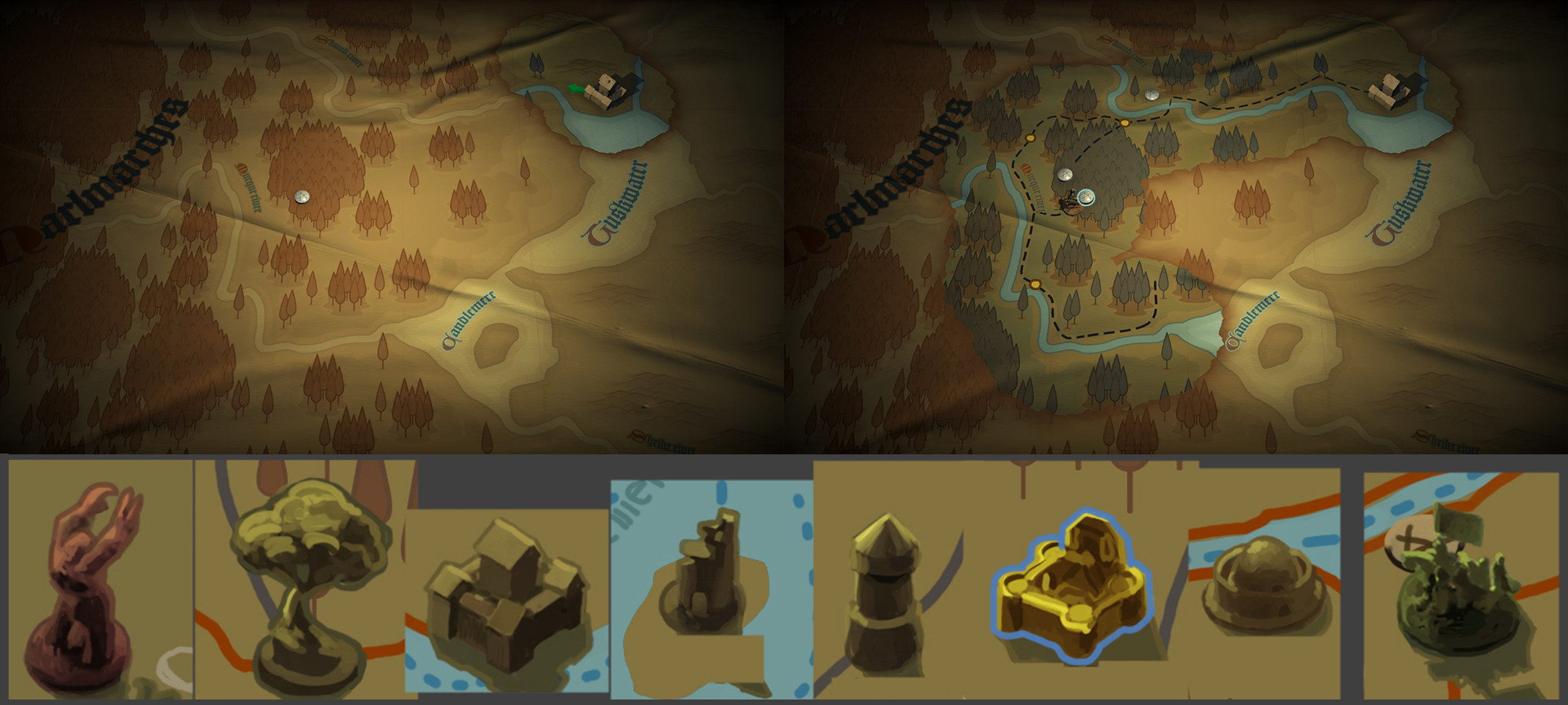 Technical test of the global map and concept of the chips