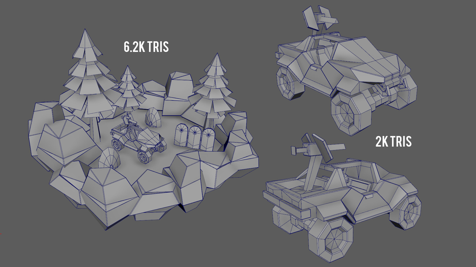 Чертеж low poly машины