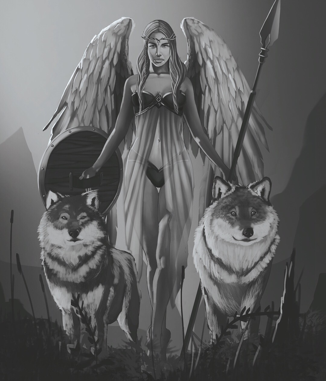 Black Ivy Witch  VikingNorse goddess Freya line art illustration   Norse mythology tattoo Viking drawings Norse goddess