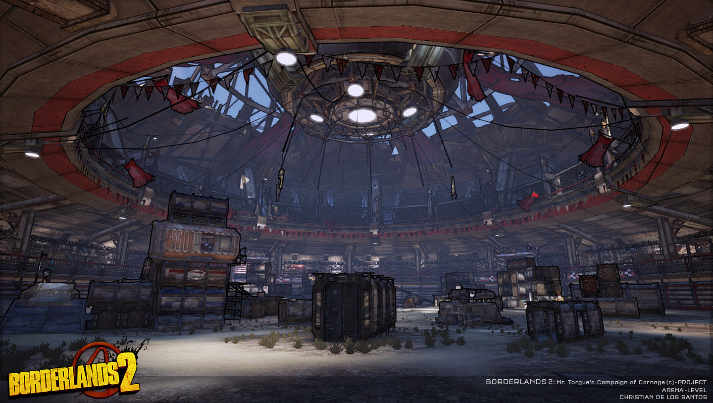 Первая локация borderlands 2. Бордерлендс арена. Borderlands: mister torgue's arena of badassery. Borderlands 2 фон. Бордерлендс меха.
