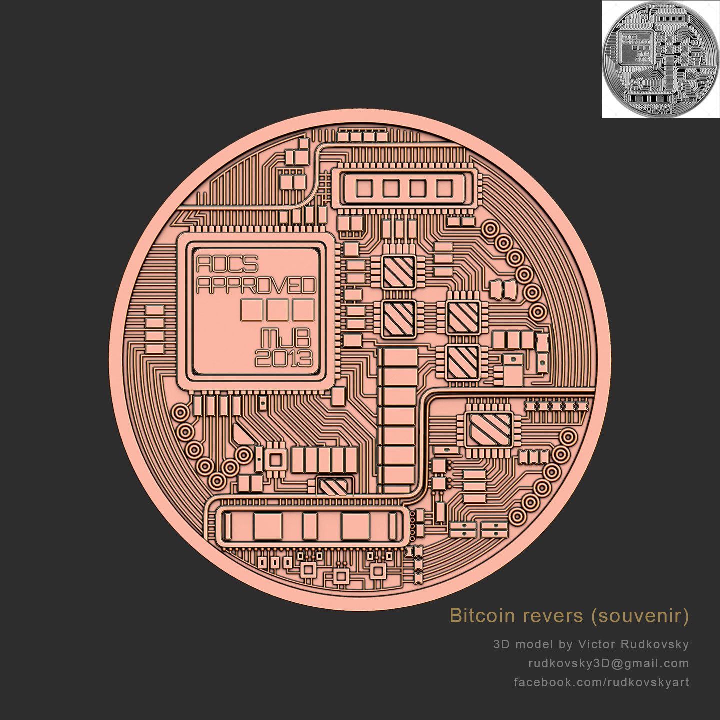 Victor - 3D Model of Bitcoin - Printable souvenir coin