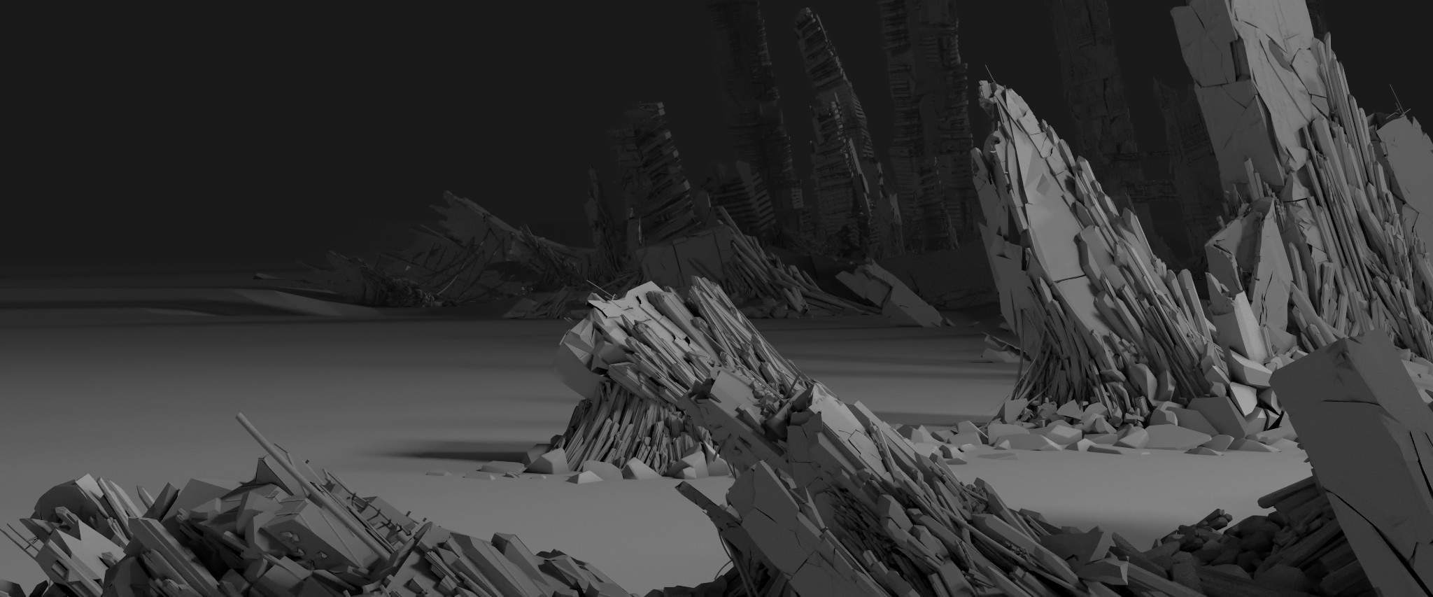Environment (pillars, rocks and cables) additional modeling - breakdown