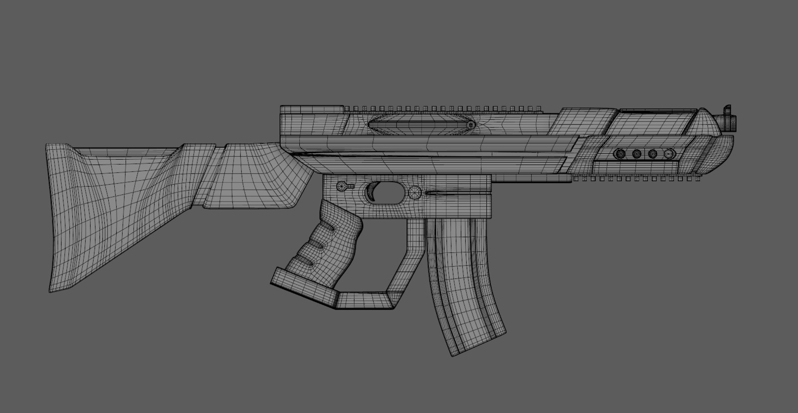 Wireframe of completed rifle model