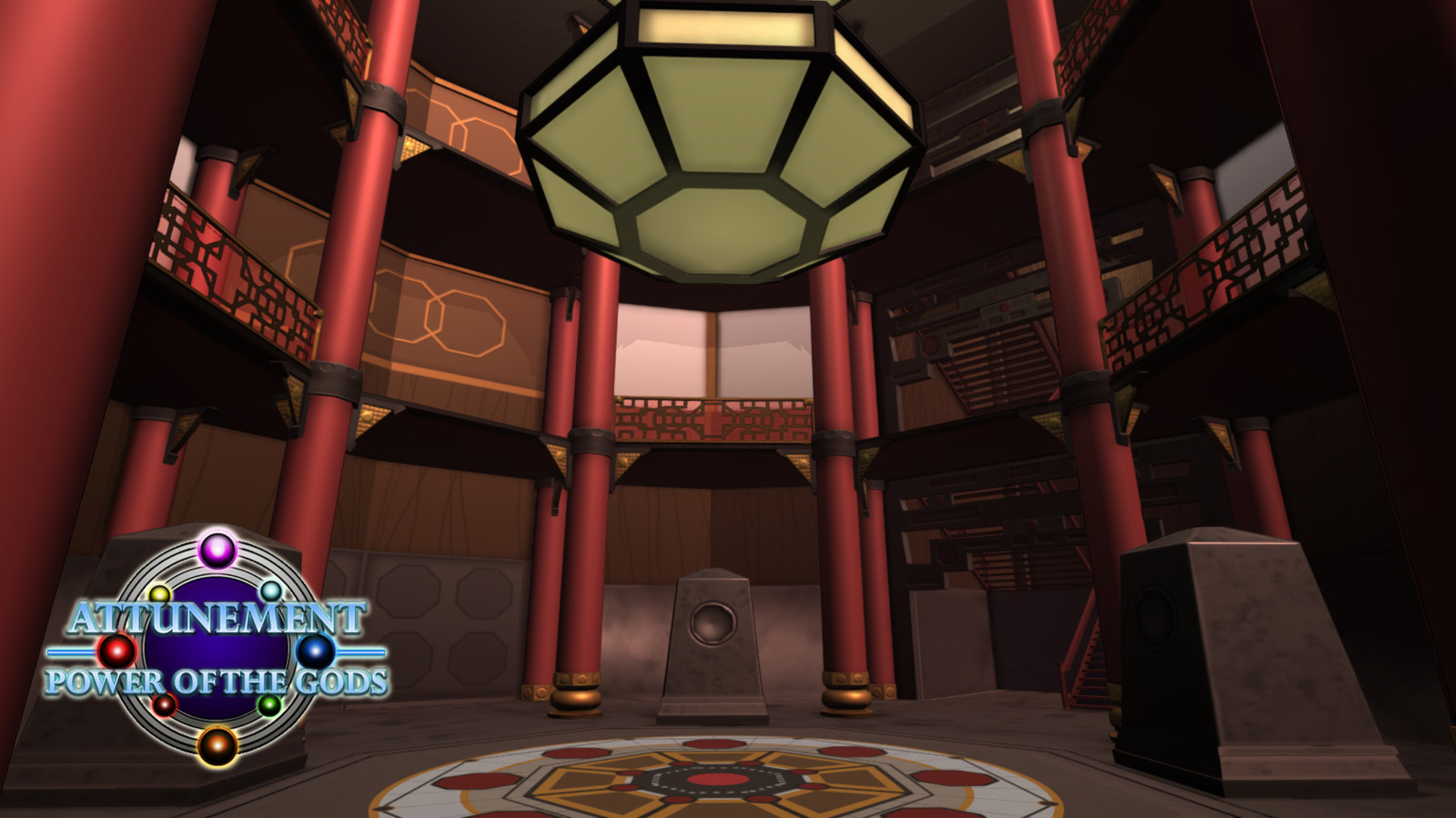 In-game capture of Crimson Tower level.
Level designed and developed during my time as a contract environment artist on Attunement: Power of the Gods, an elemental arena versus game. Crimson Tower, an arena inspired by the architecture of feudal Japan.