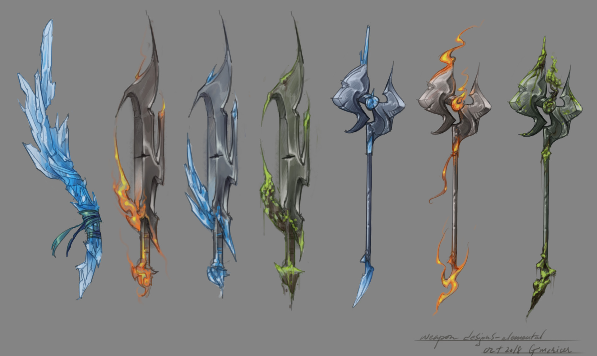 Artstation Elemental Weapons Grace Mericer This weapon functions normally in all ways except you add your elemental damage to damage rolls. artstation elemental weapons grace