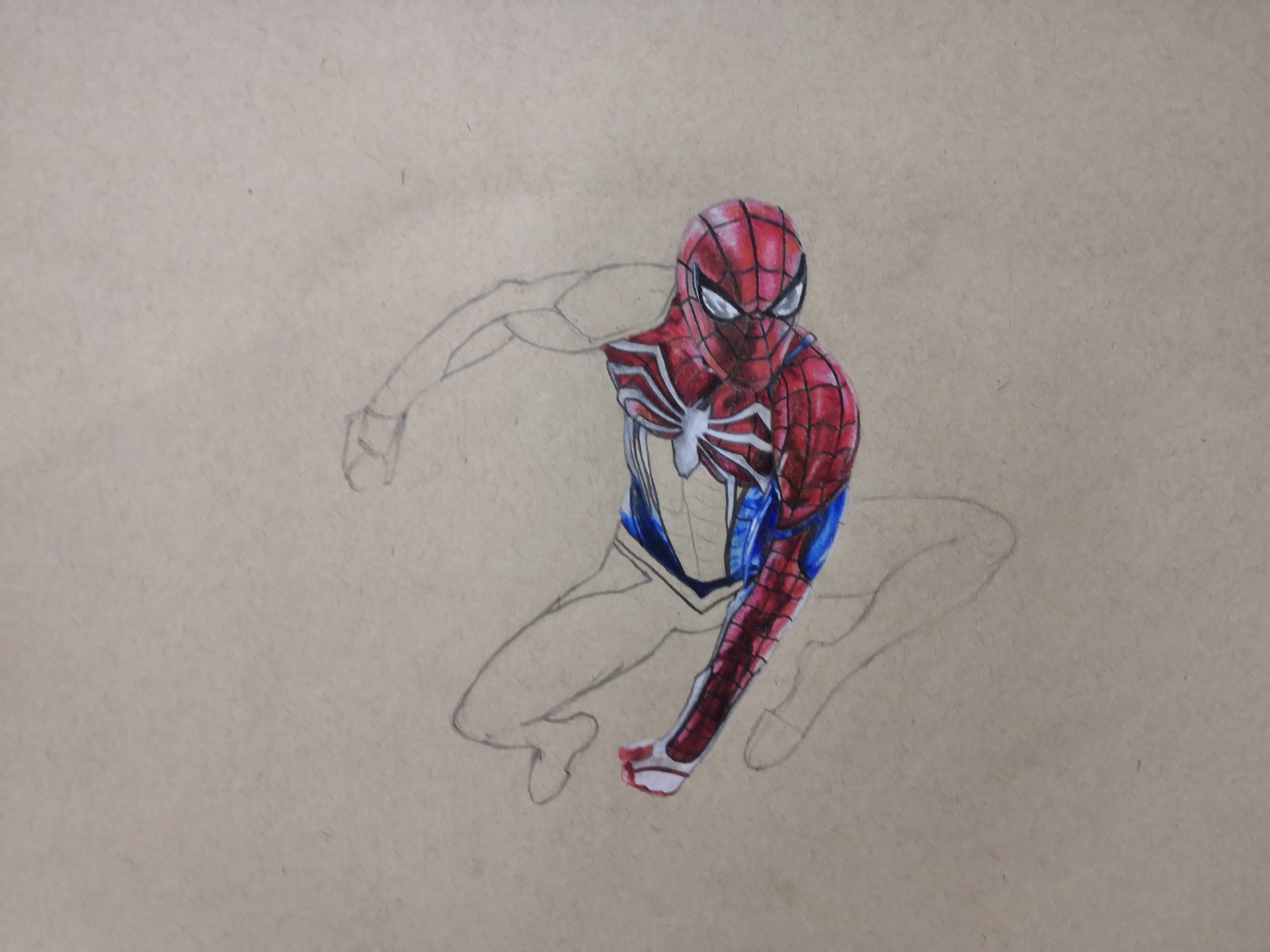 Himanshu Pandey - Spiderman PS4 colored pencil sketch