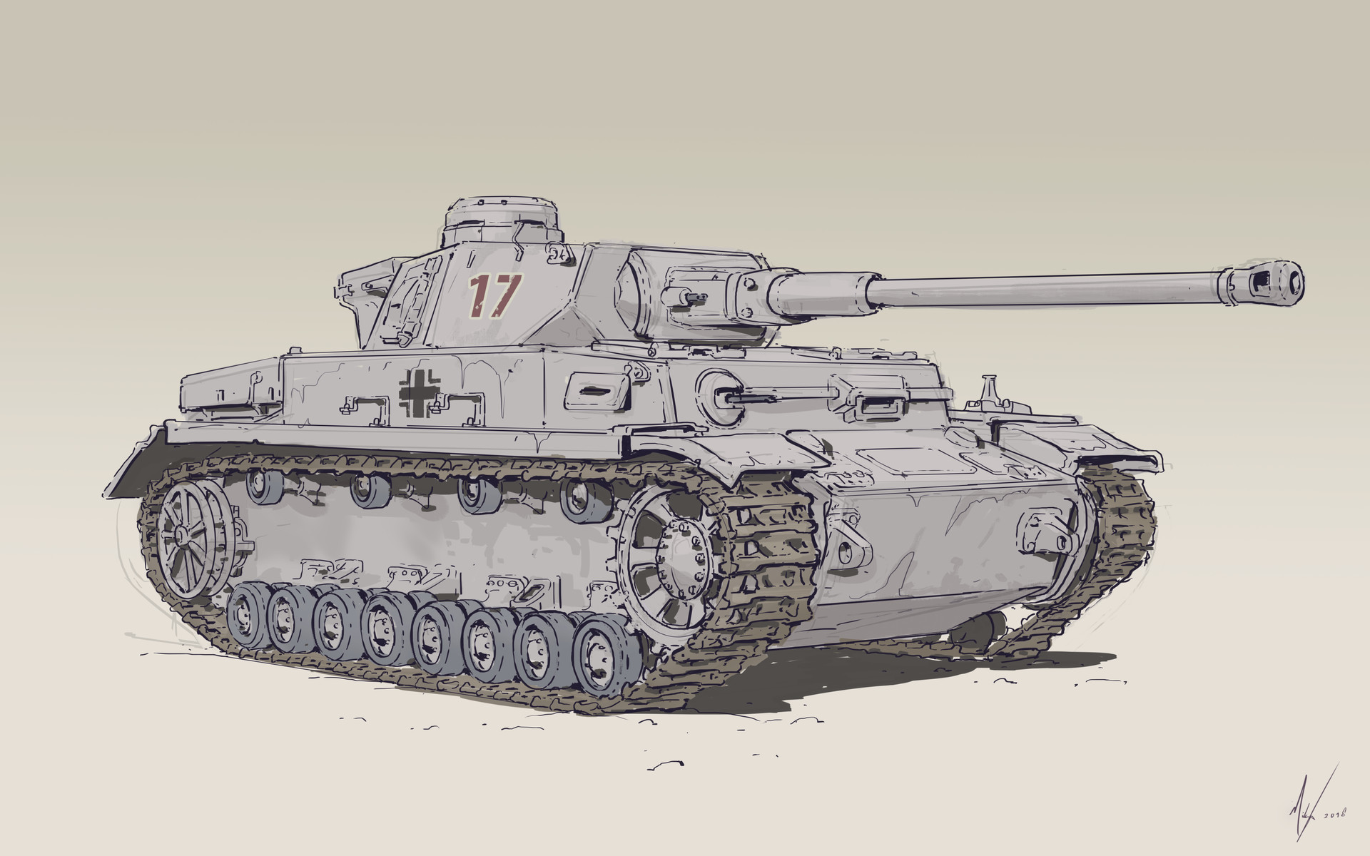 ArtStation - In Class Demo - Panzer IV line art sudy, Michal Kus图片_载具 ...