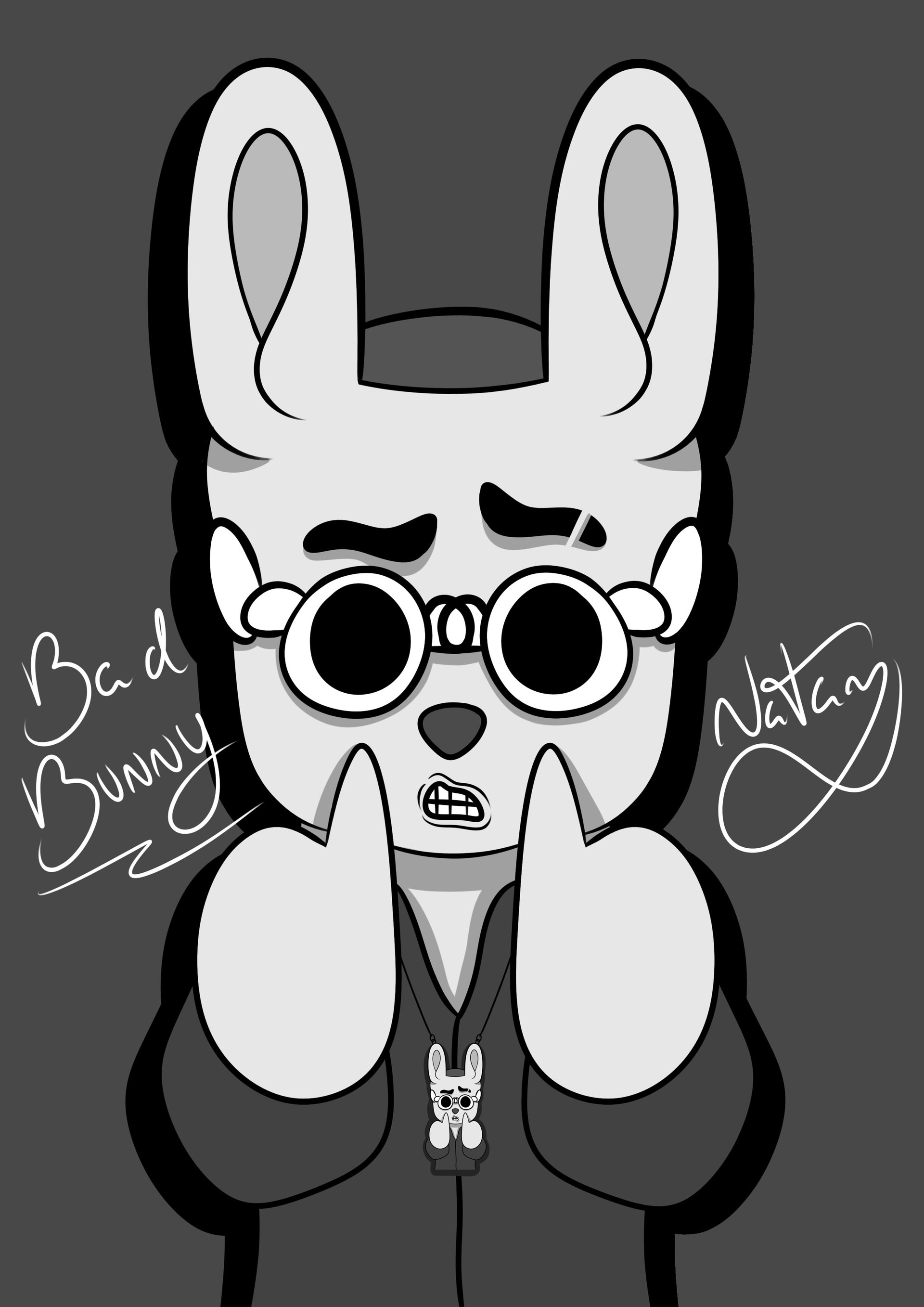 Natan Oliveira Fanart Bad Bunny Cute cartoon cute drawings illustrations vintage vintage logo. natan oliveira fanart bad bunny