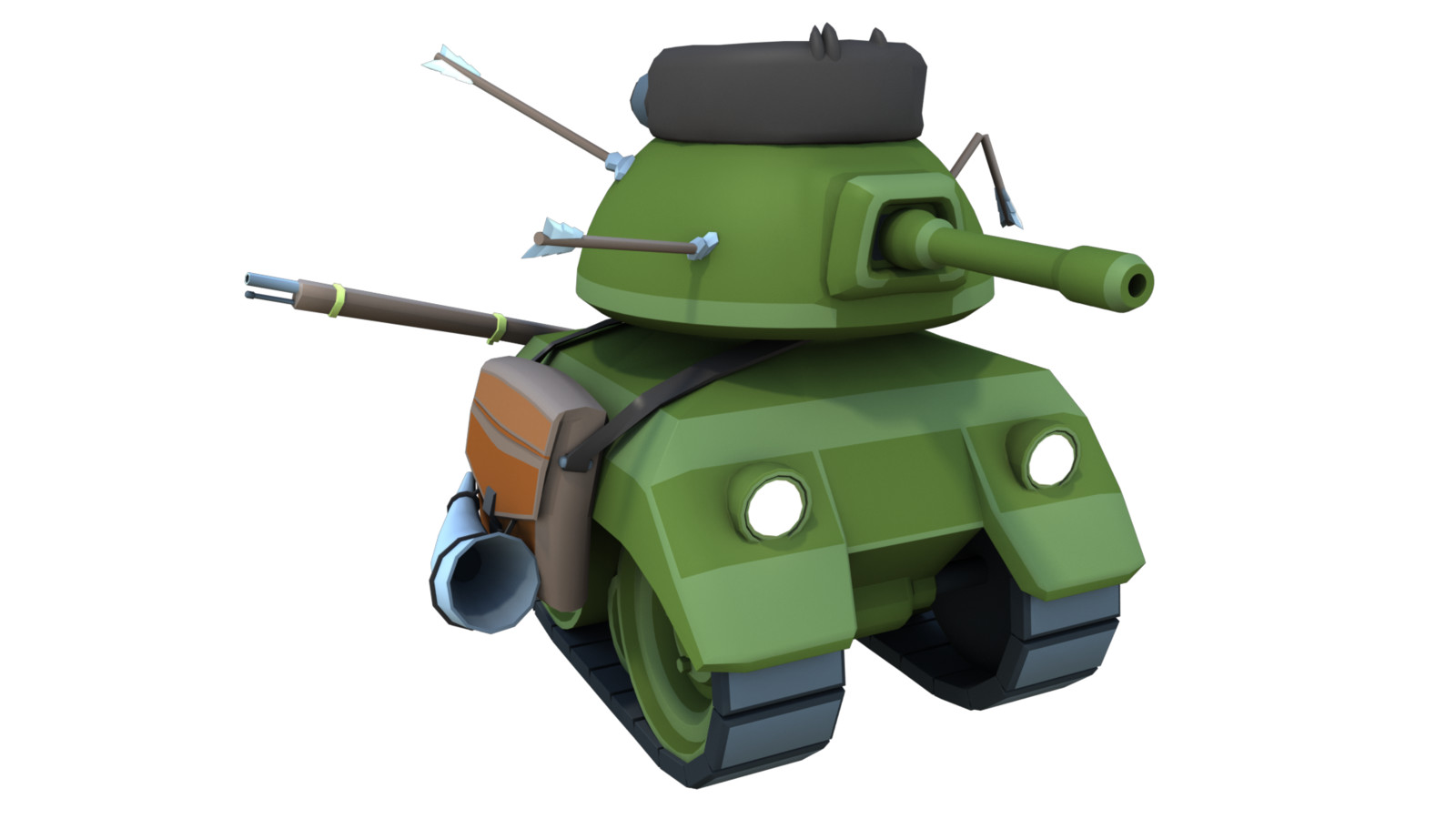 This was made as part of a decorative add-on Frontier Pack for a cartoony tank combat game.

I modeled and textured all of the decorative assets. I did not model the tank, though I did optimize the mesh and texture it.
