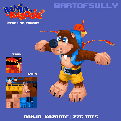 Banjo-Kazooie Lowpoly Pixel Fanart