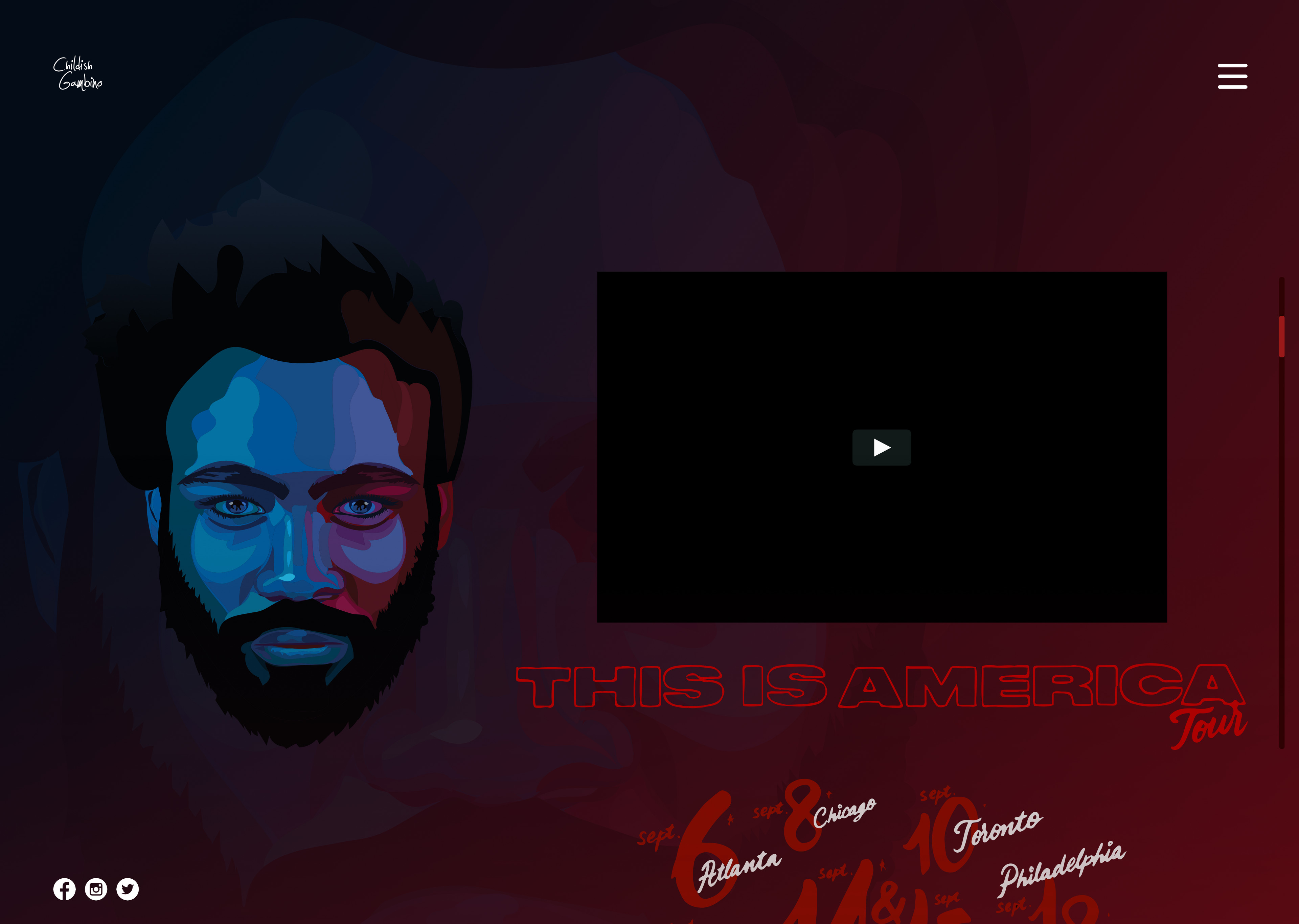 A custom design for Childish Gambino's official website.