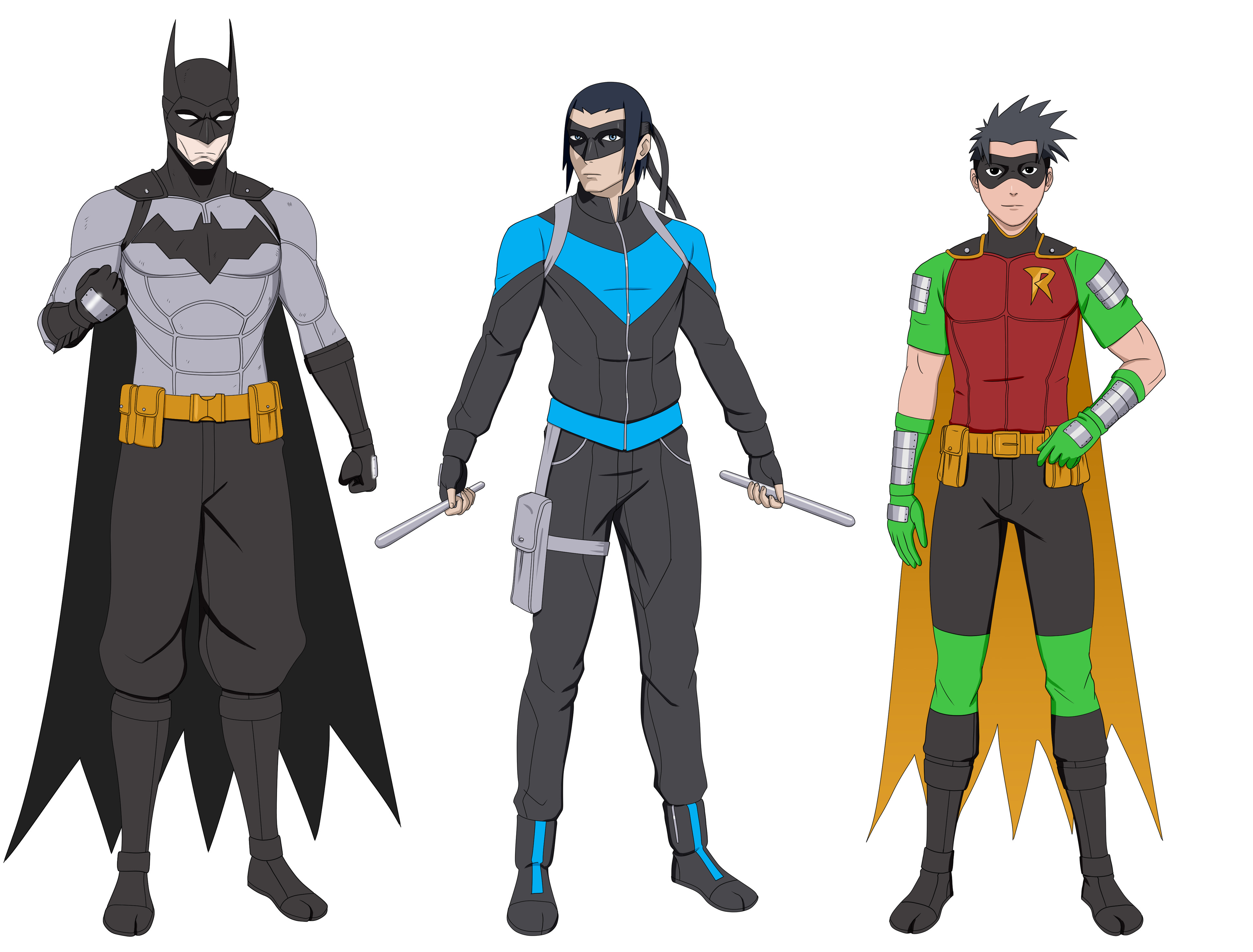ArtStation - BATGIRL ANIME - Character designs : Cassandra Cain, Batman,  Nightwing, Robin - Oct. 2018