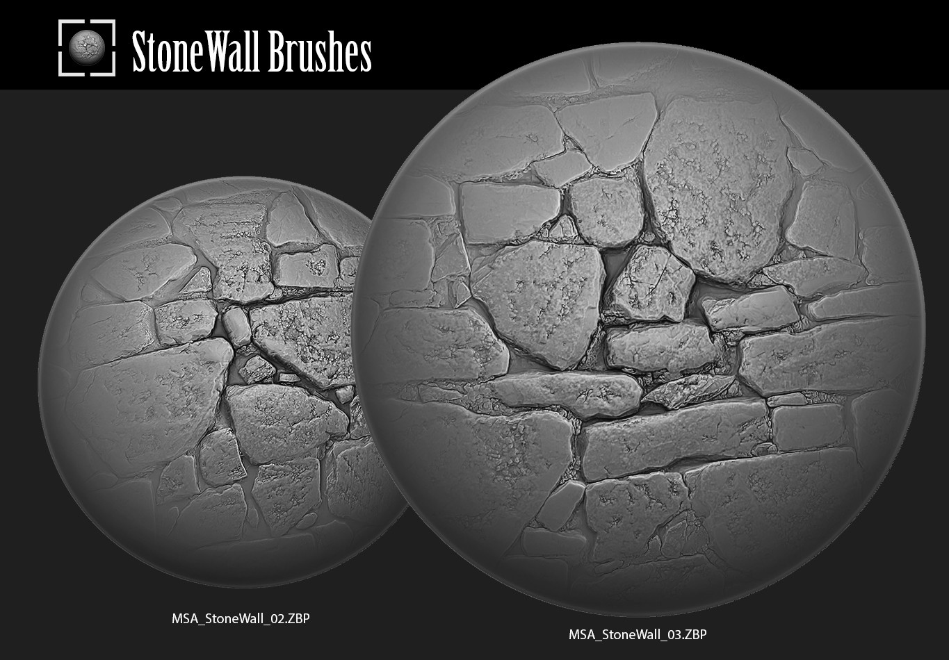 Msa Digital Resources - 4 Zbrush StoneWall Brushes - Download