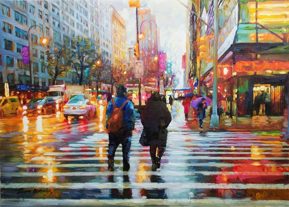 Artstation Friday Afternoon In Manhattan Cityscape Oil Painting On Canvas By Leon Devenice Leon Devenice