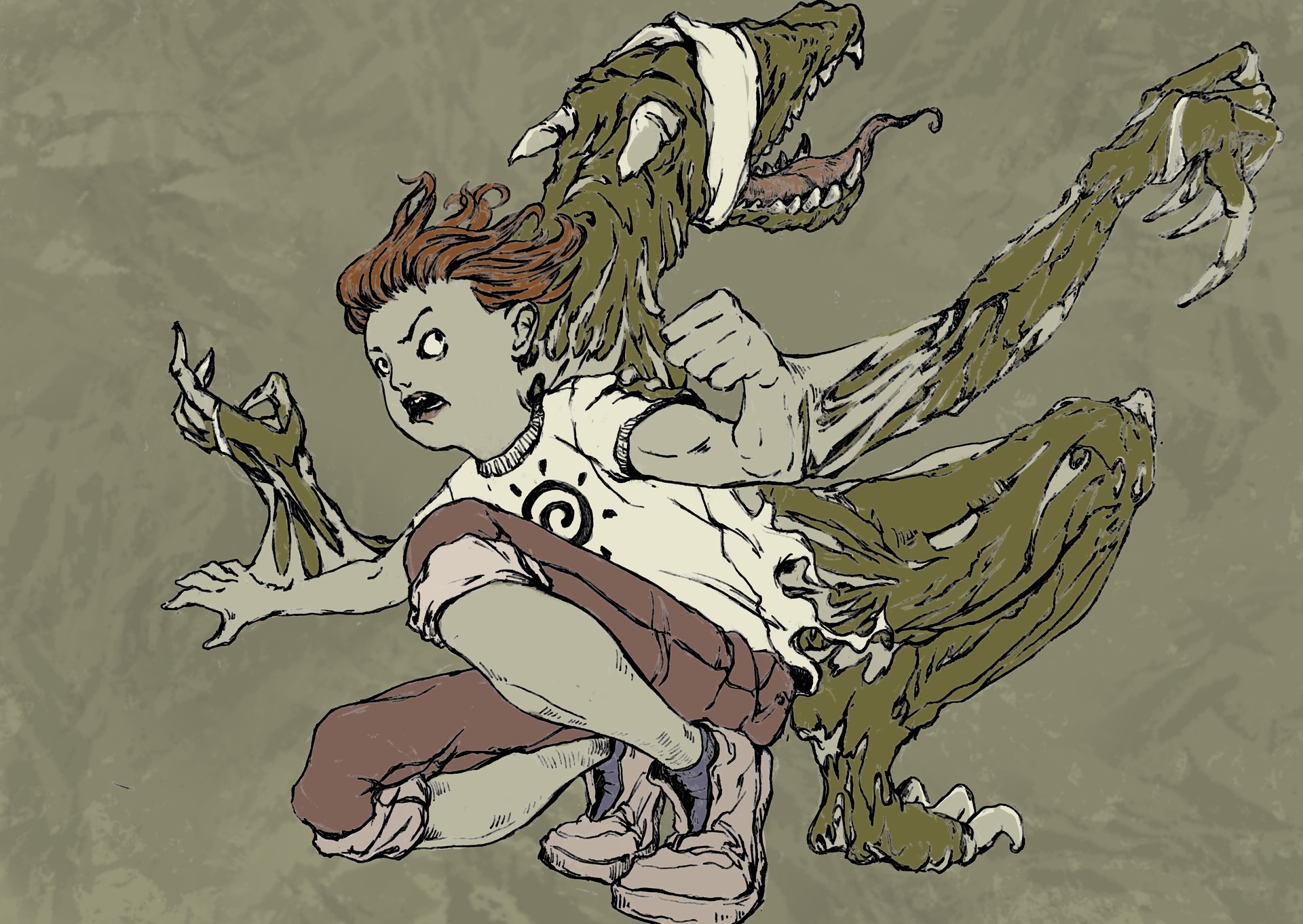 Half Human Half Monster Cartoon