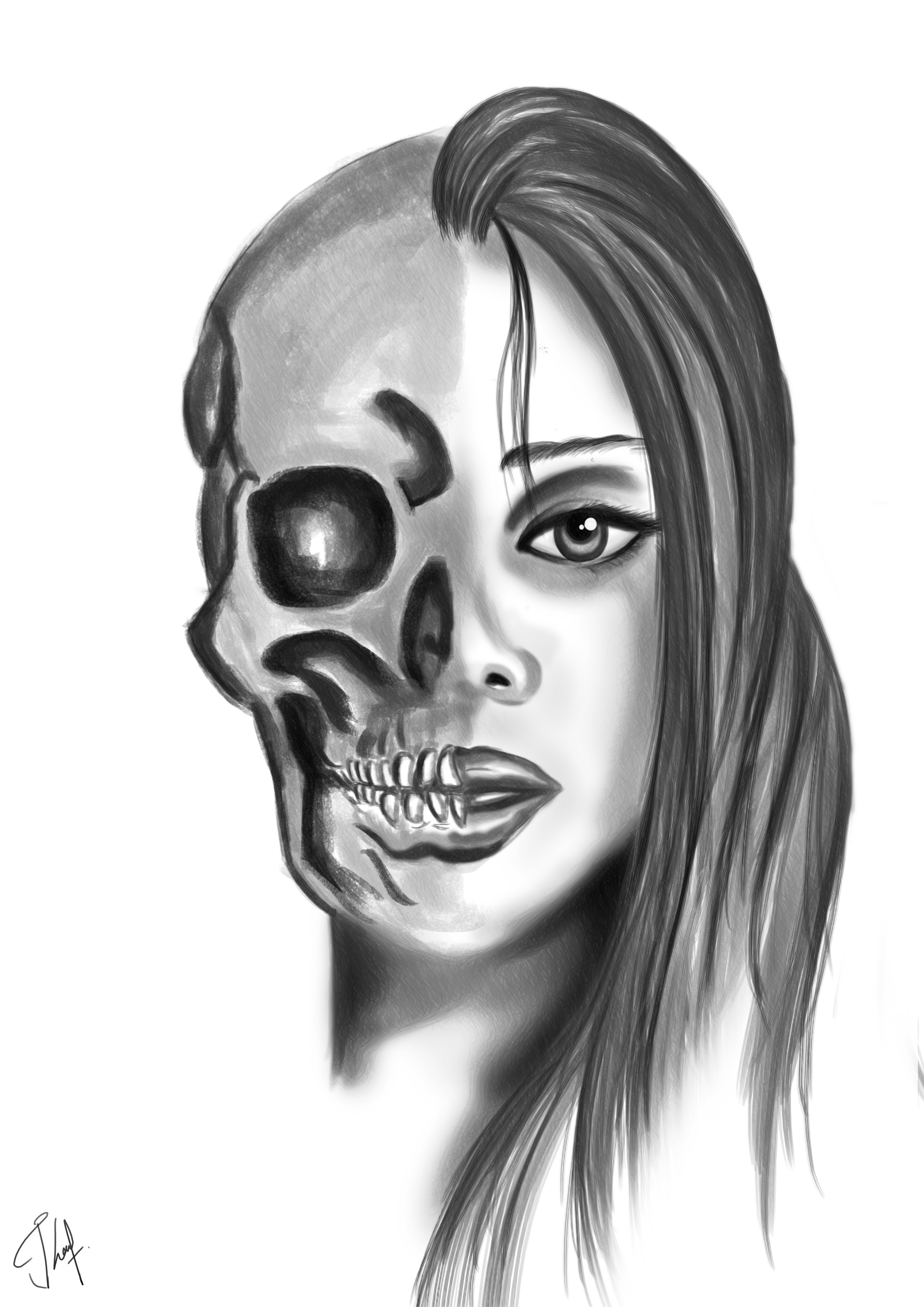 Skeleton Face Drawing by OsannaChil on DeviantArt