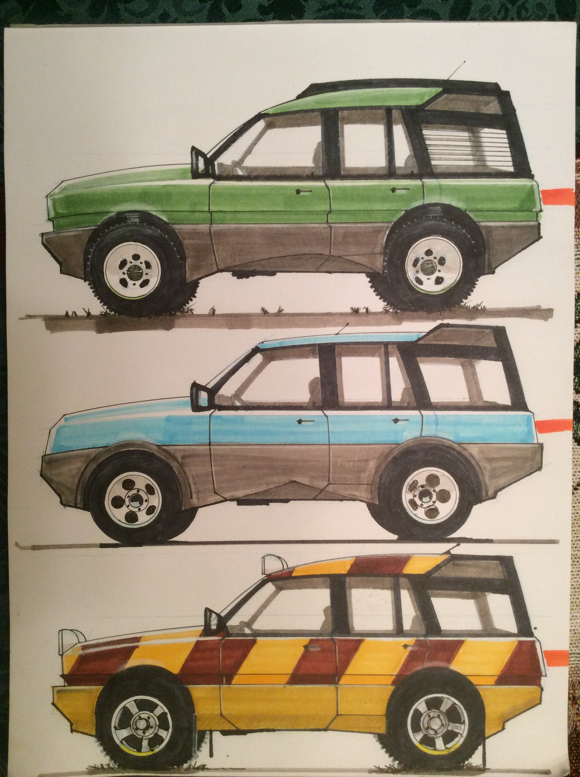 Color options for an SUV.