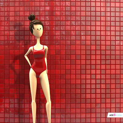 5j swimsuit in red lady