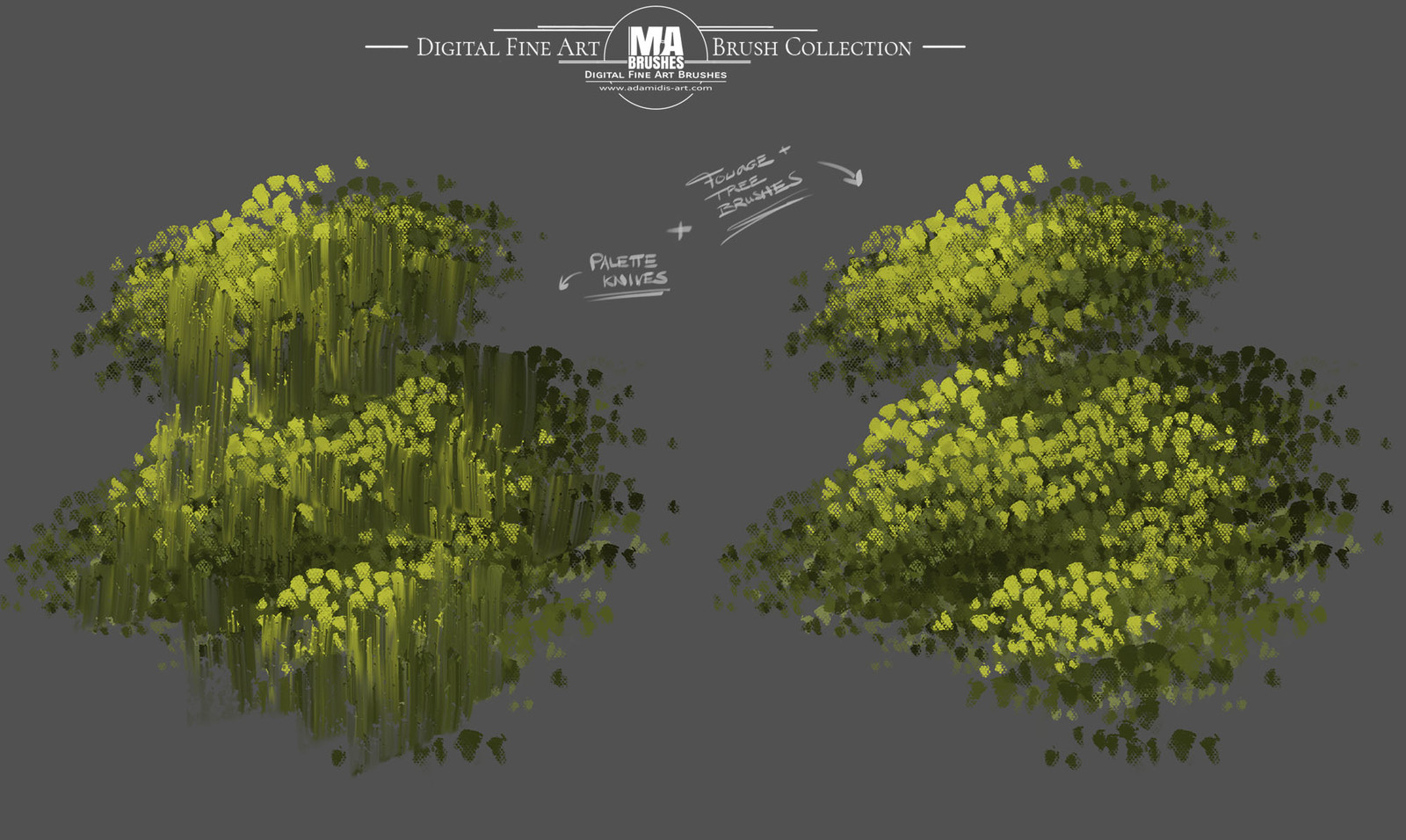 Perfect and realistic Foliage/Tree/Leave Brushes included in the MA-Brush Pack!