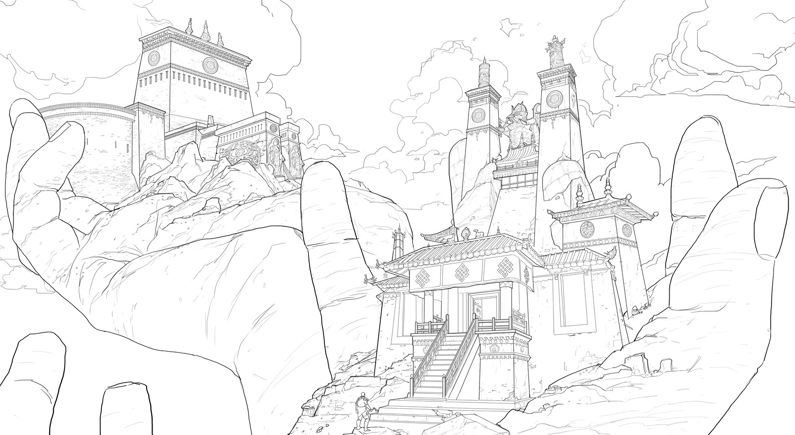 God of War Environment Redesign _ linedrawing