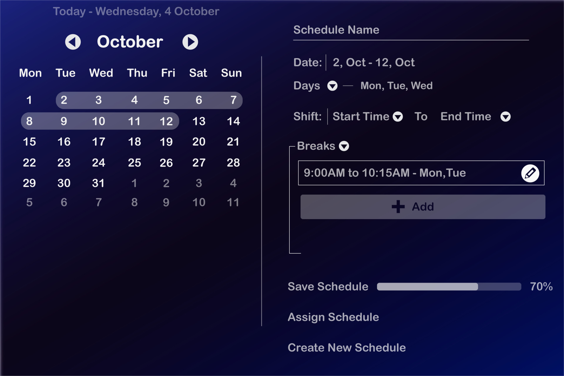ArtStation - User Interface for Schedule Management