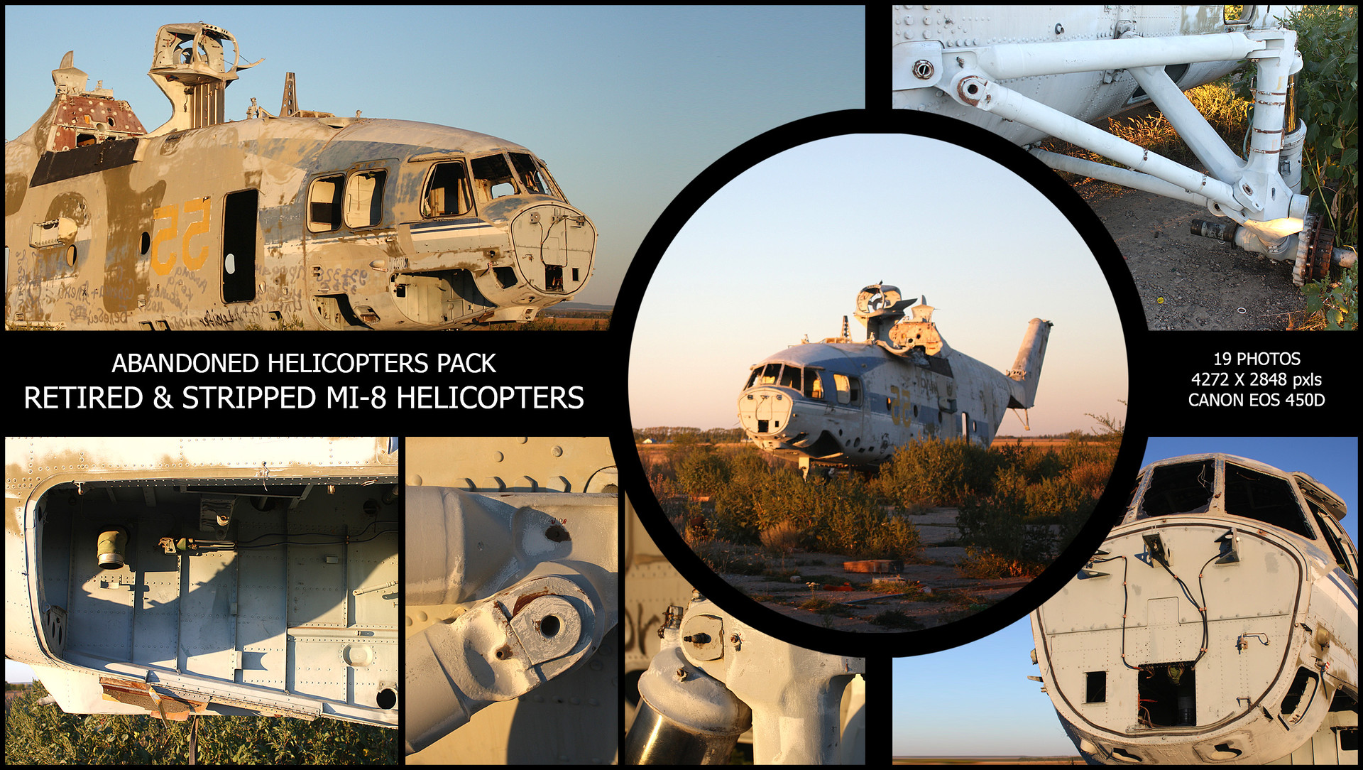 Artstation Abandoned Helicopters Pack Retired Stripped