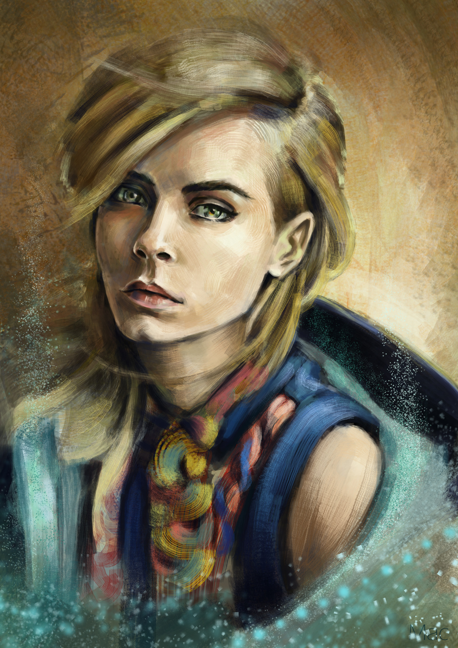 Artstation Cara Delevigne Coloured Portrait Painting Macberth Koay