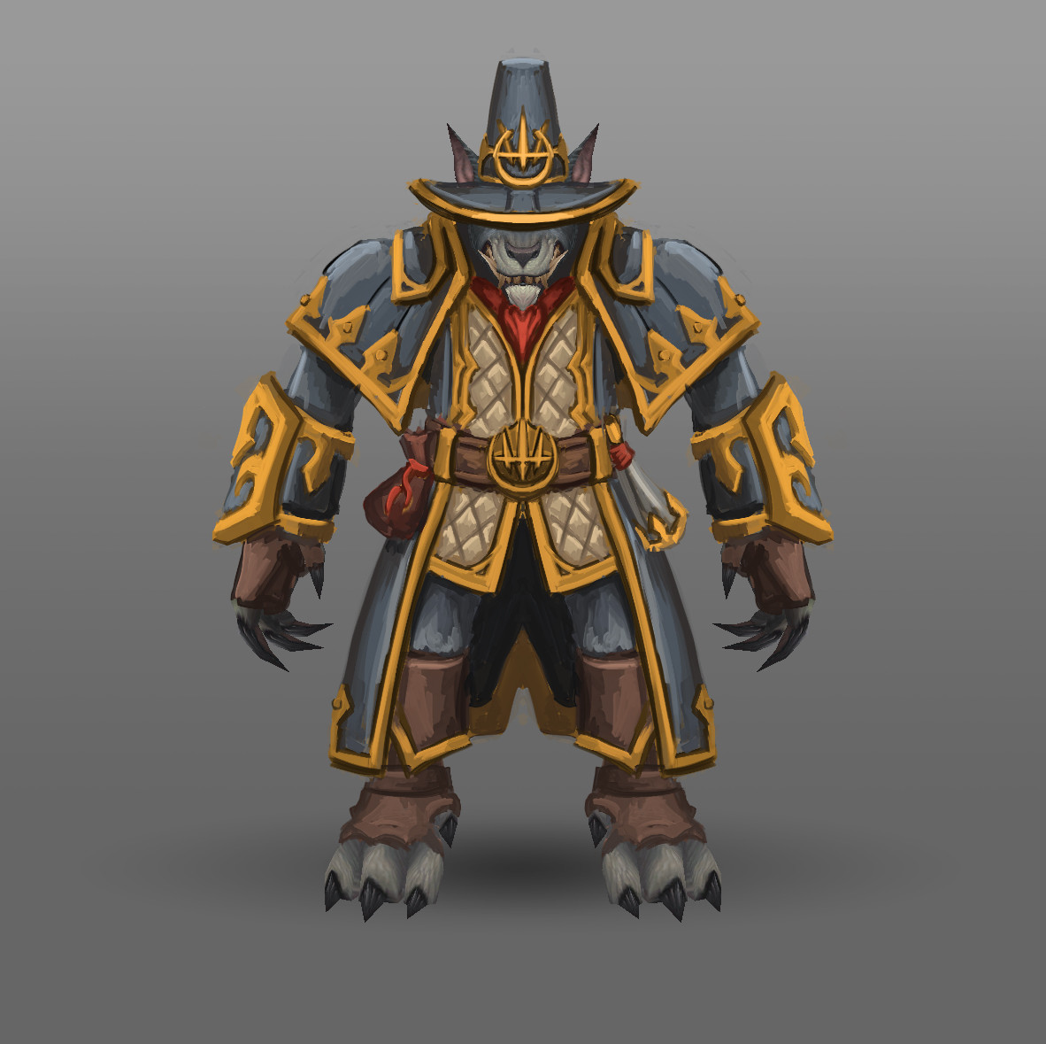 Hunter
It is pretty clear that this is based on Greymane's master skin in Heroes of the Storm. To me, that is just the right design direction for worgen hunters.