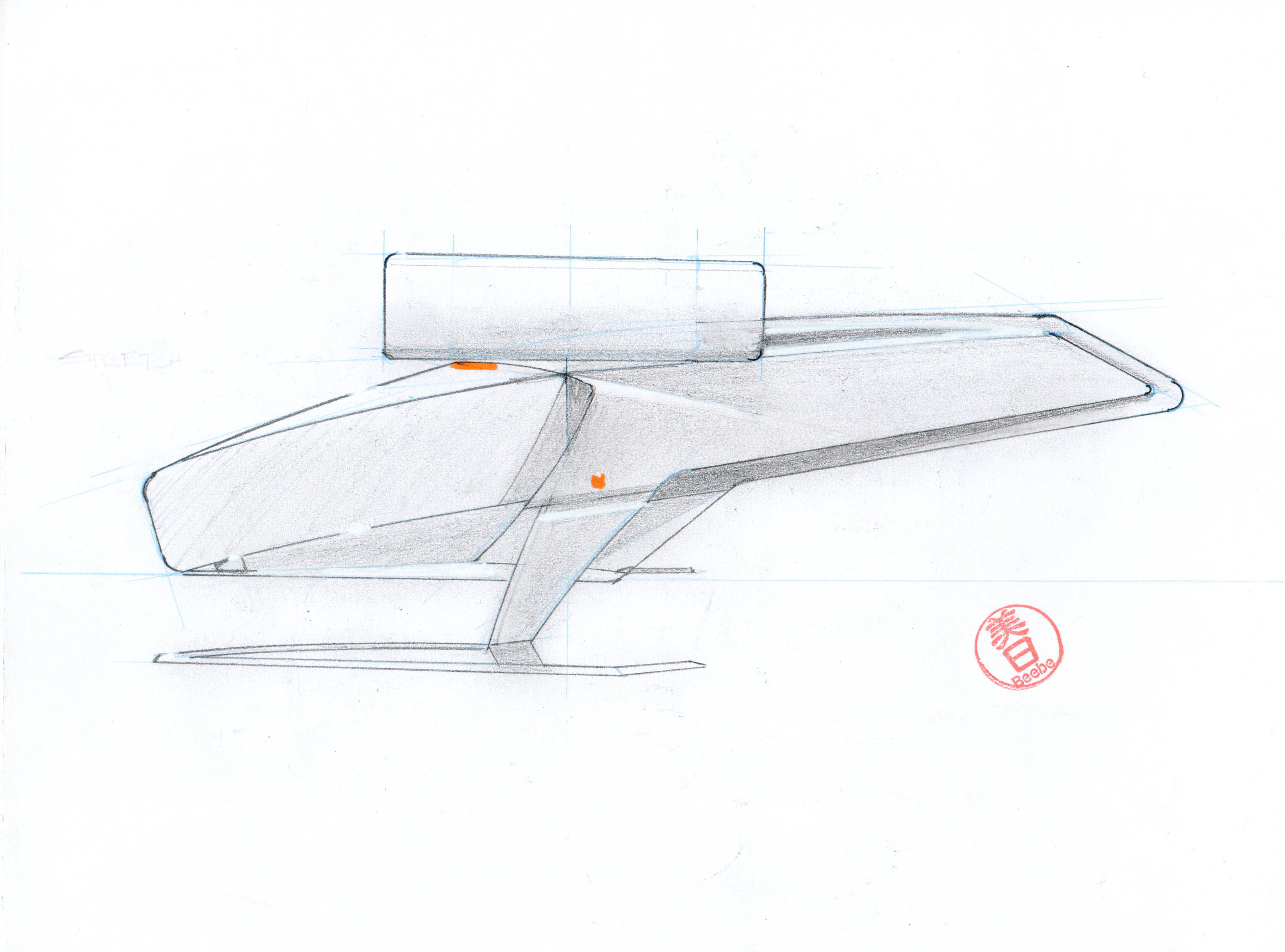 Initial drone concept done in pencil.