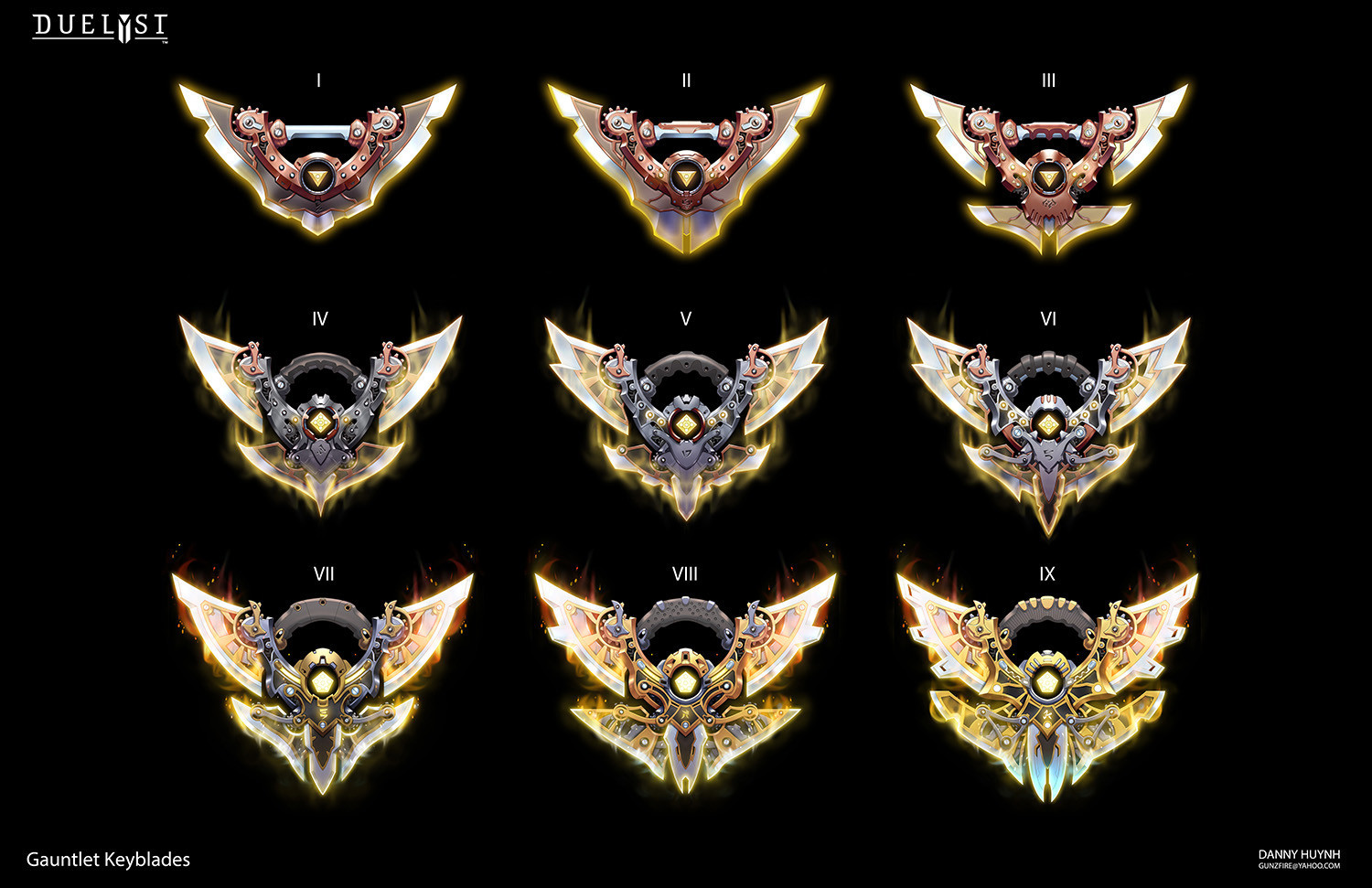 Keyblades represent 9 rank levels a player can achieve in Gauntlet.