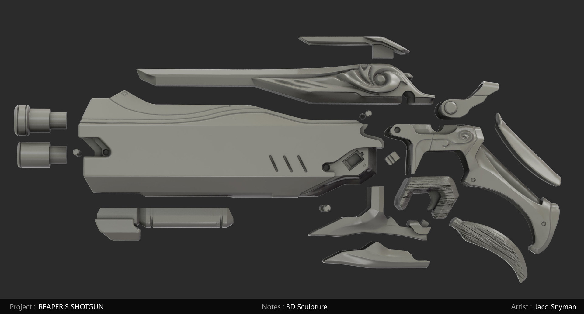 Artstation Reaper S Shotguns 3d Printed Prop Replica Jaco Snyman