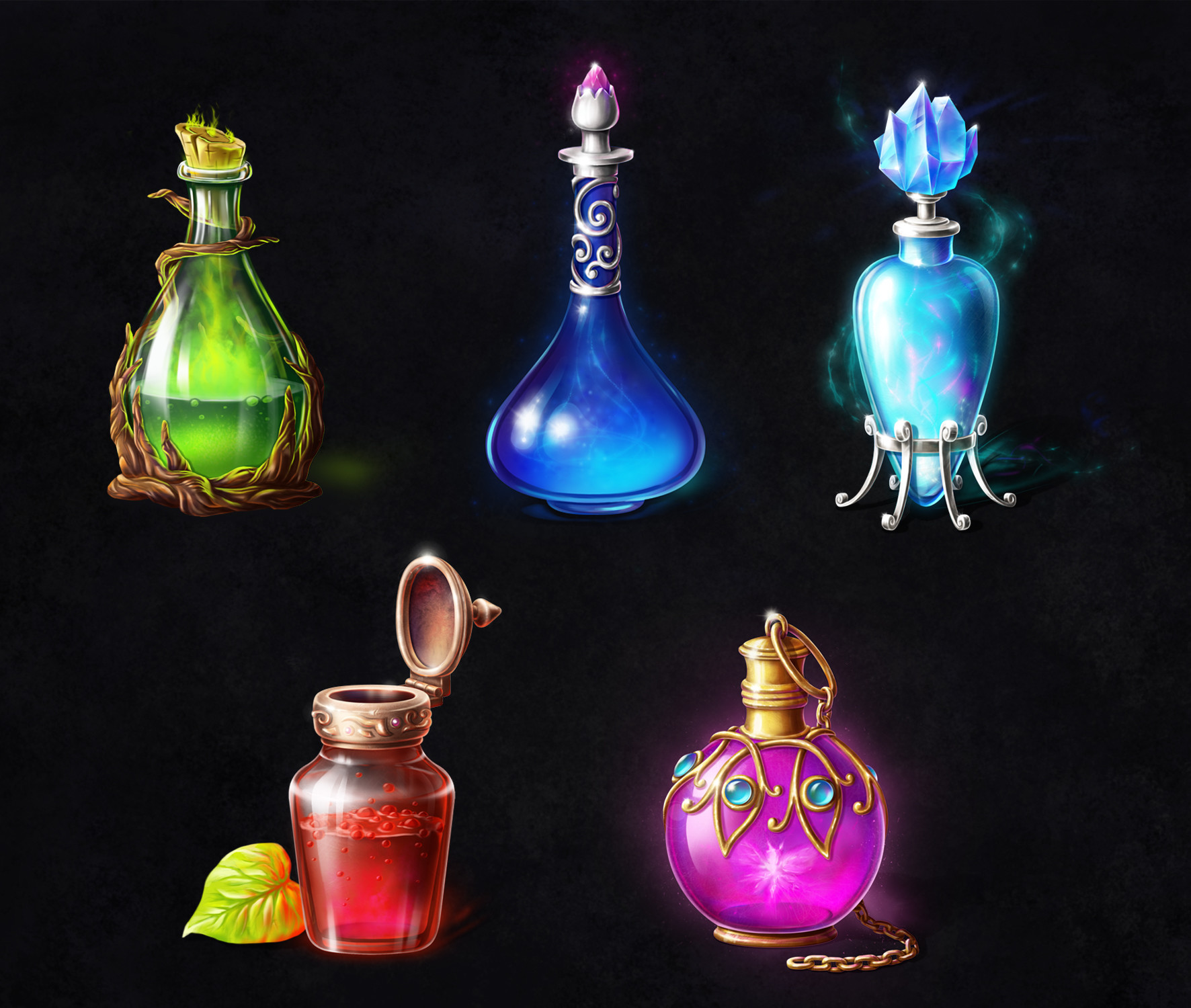 ArtStation Magic potion bottles, anna smoke