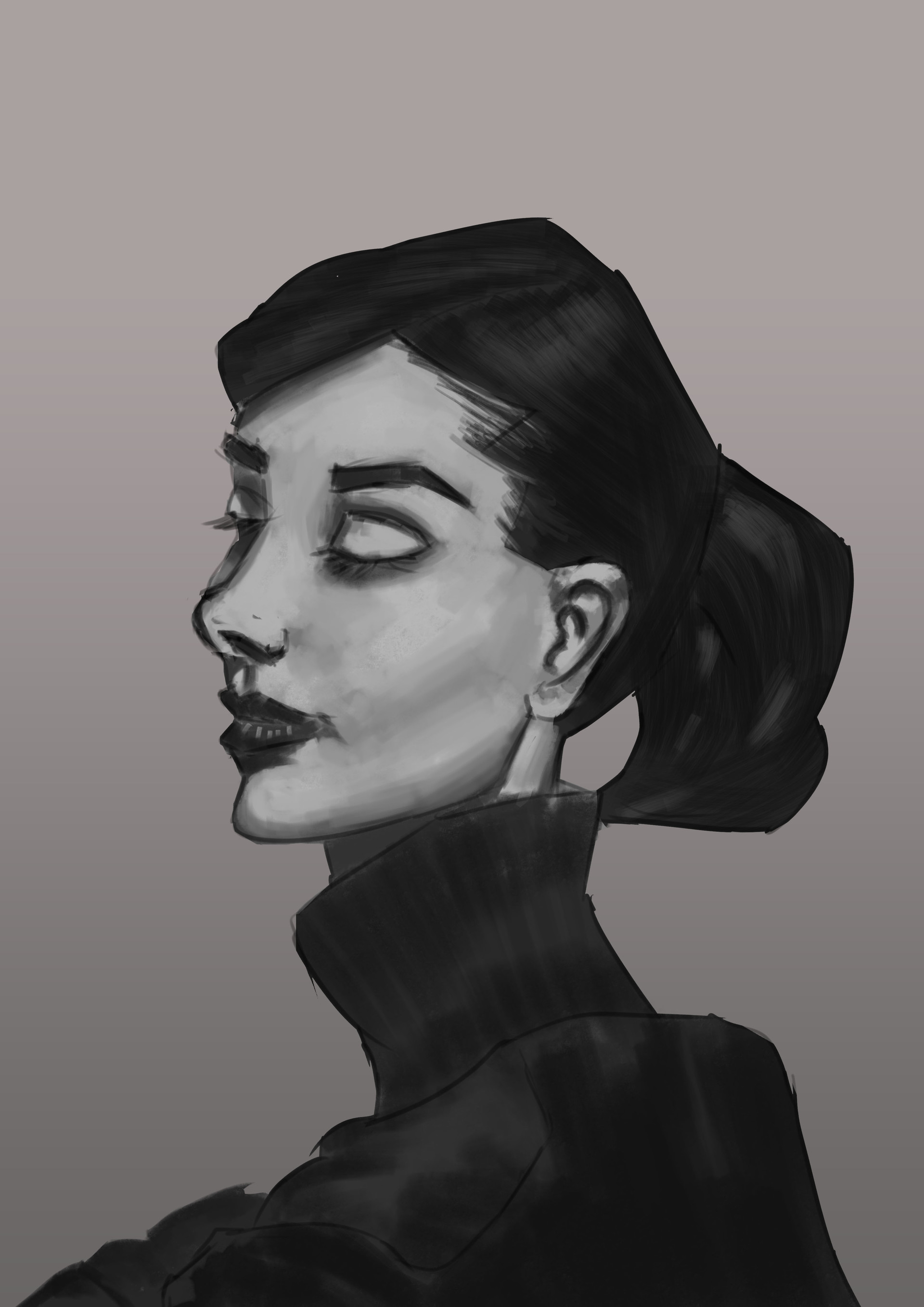 ArtStation - B&W Portrait of Audrey Hepburn