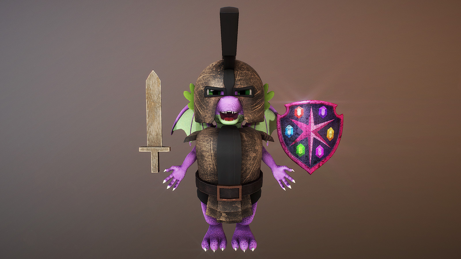 Spikes armor is intended to look clunky and over-sized. He will play the part of the funny man to Embers straight man in the upcoming animation of the two.