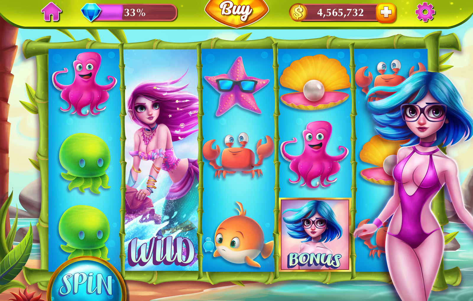 Beach slots game art