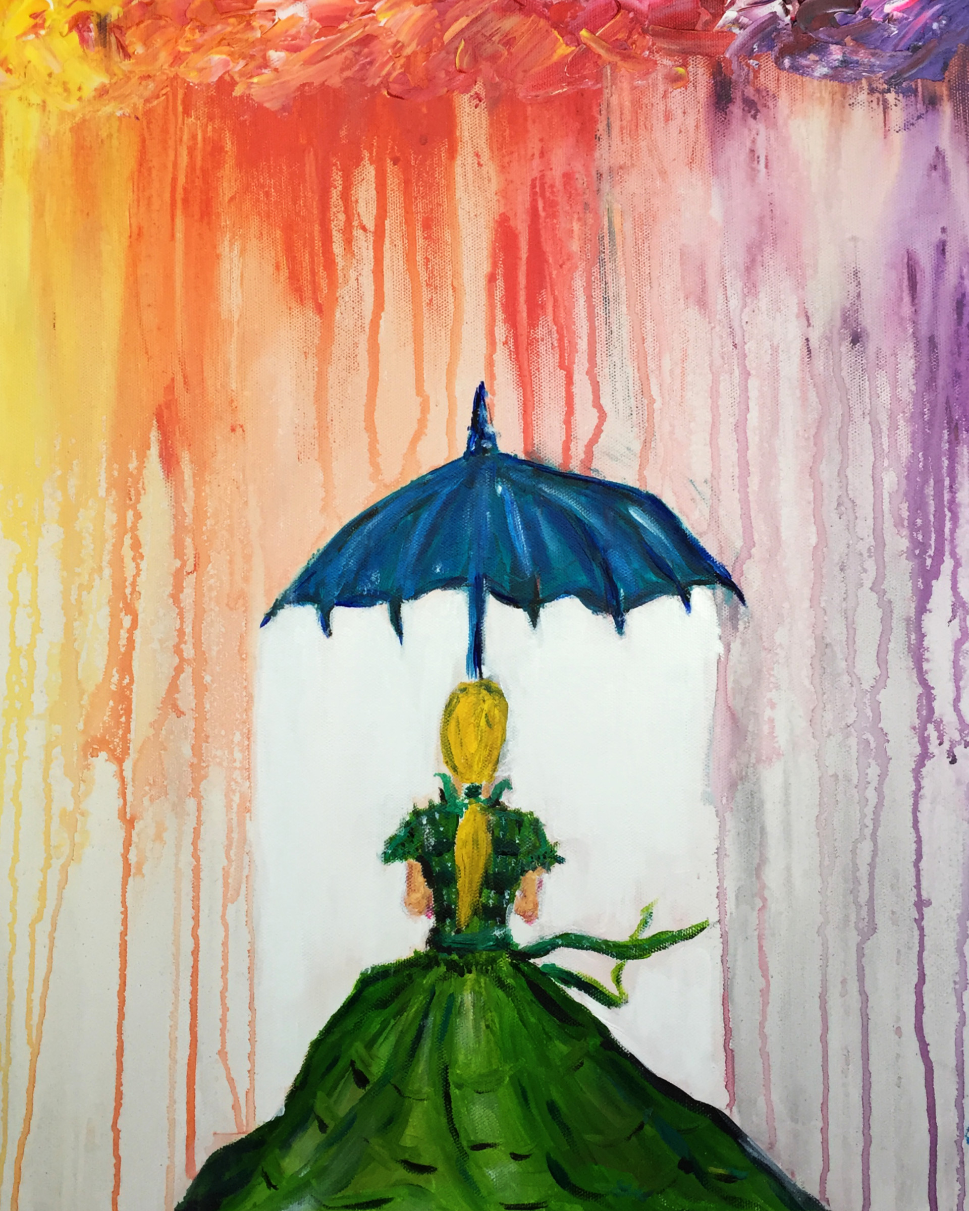 Latest Girl In The Rain Painting