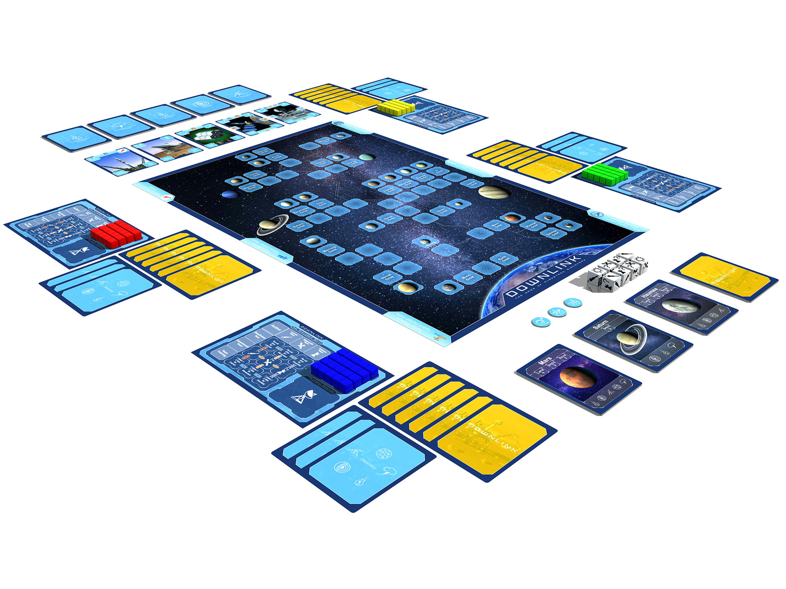 Kickstarter graphic showing the setup of the game.