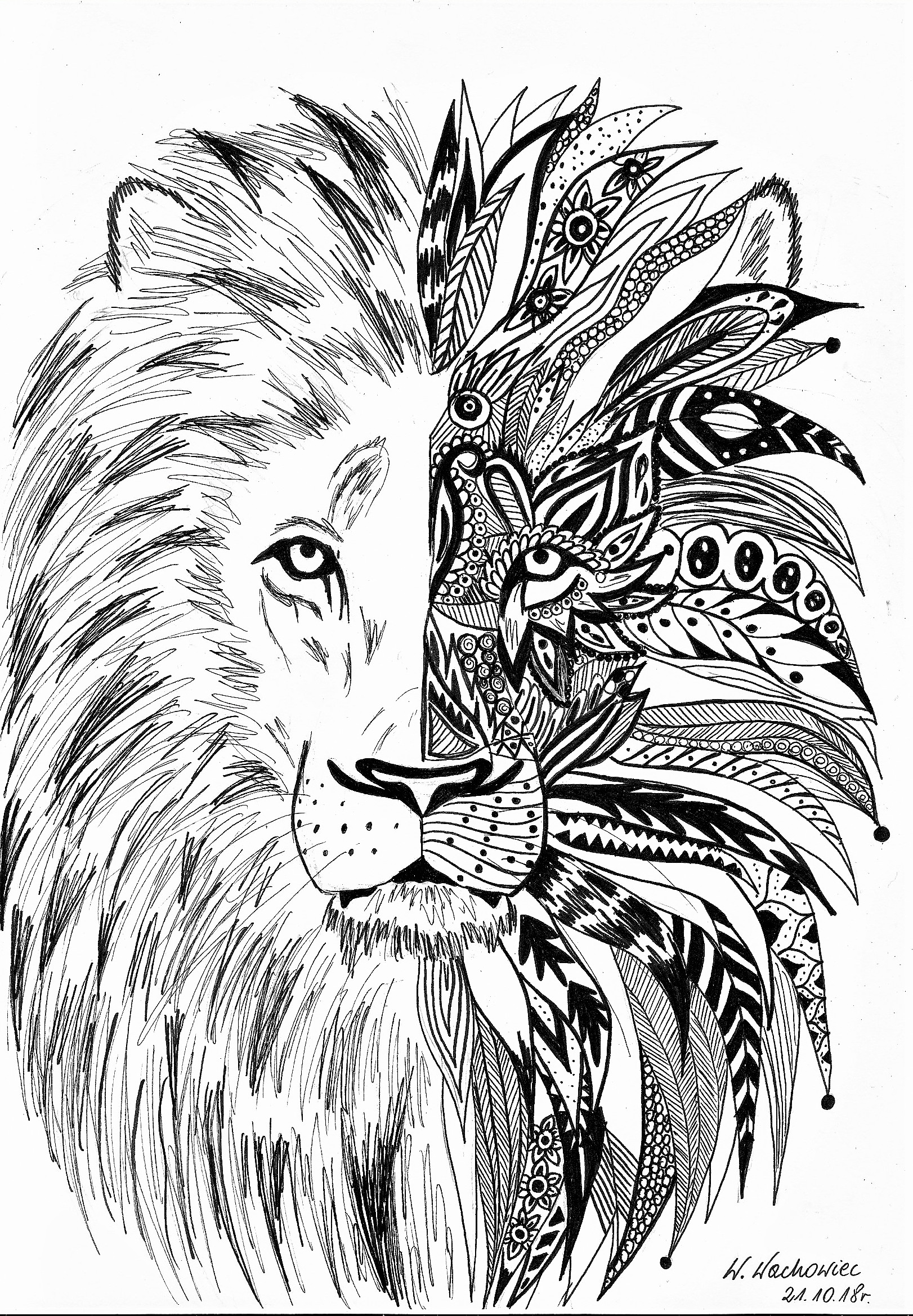 Download ArtStation - Mandala lion, Veronica Lucy