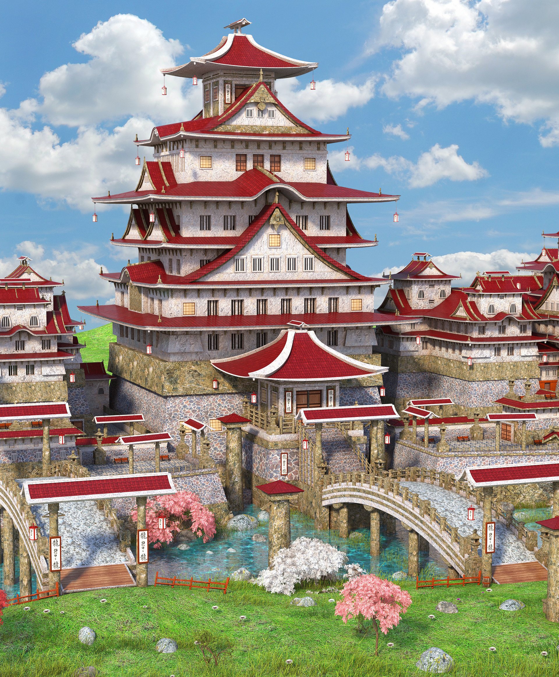 Artstation Fantasy Japanese Castle Marc Mons