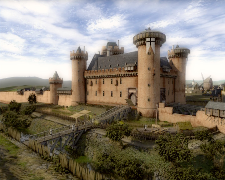 3D reconstruction of Castle in the city Zülpich in the Eifel region in the 15th century.