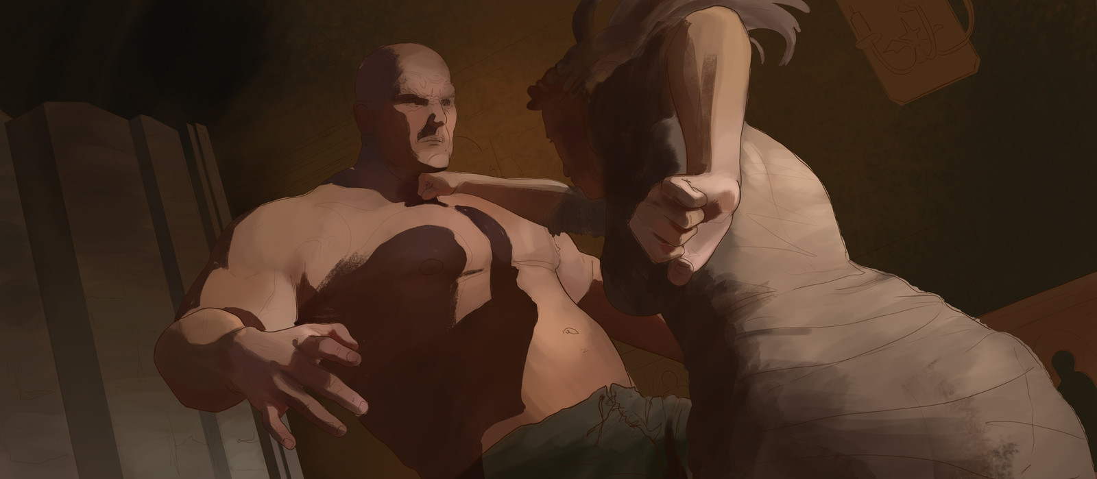 Creating depth in the dark tones and bright tones. Keeping the values pretty close within those two groups. 