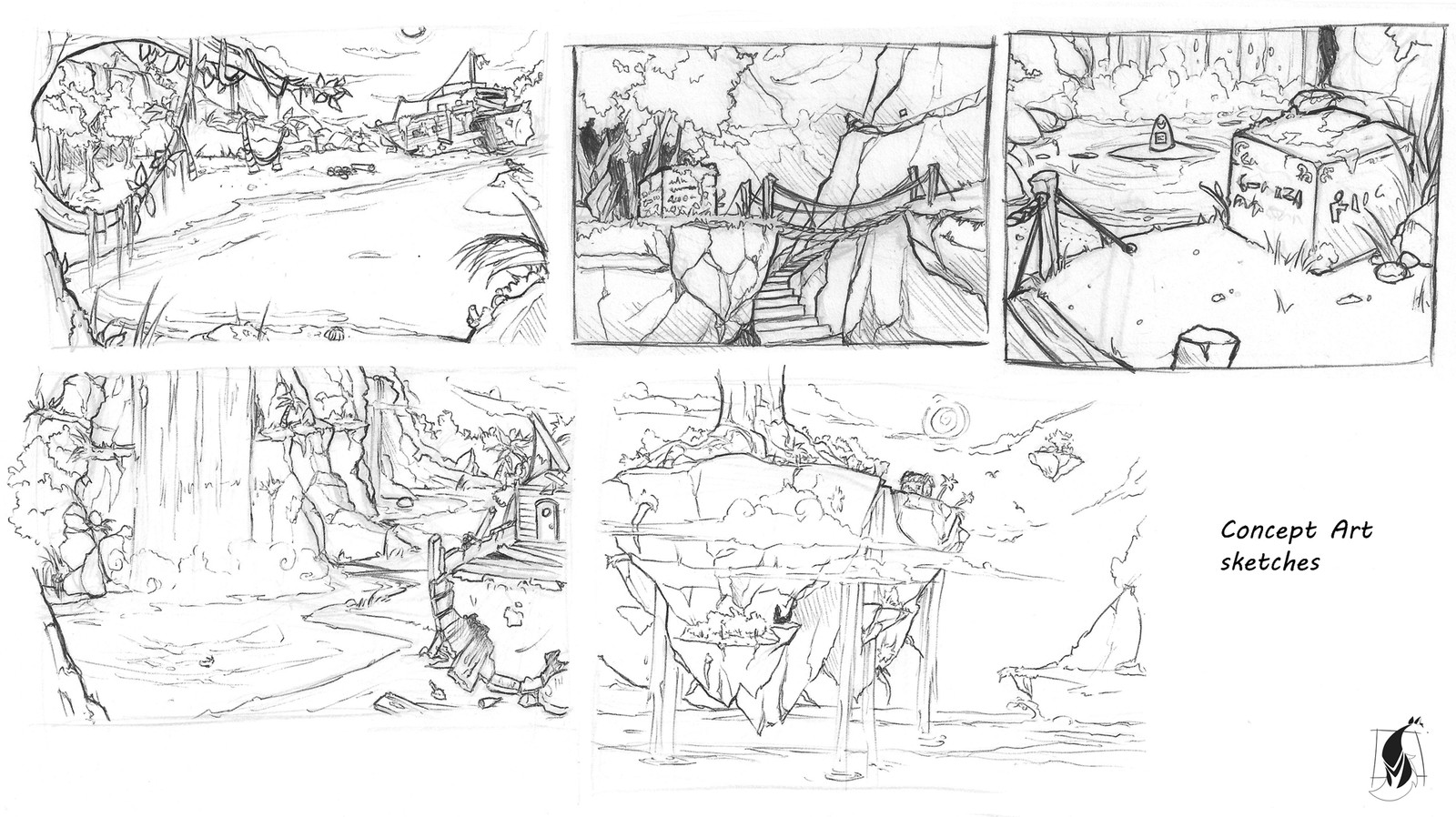 Sketches for environment concept art