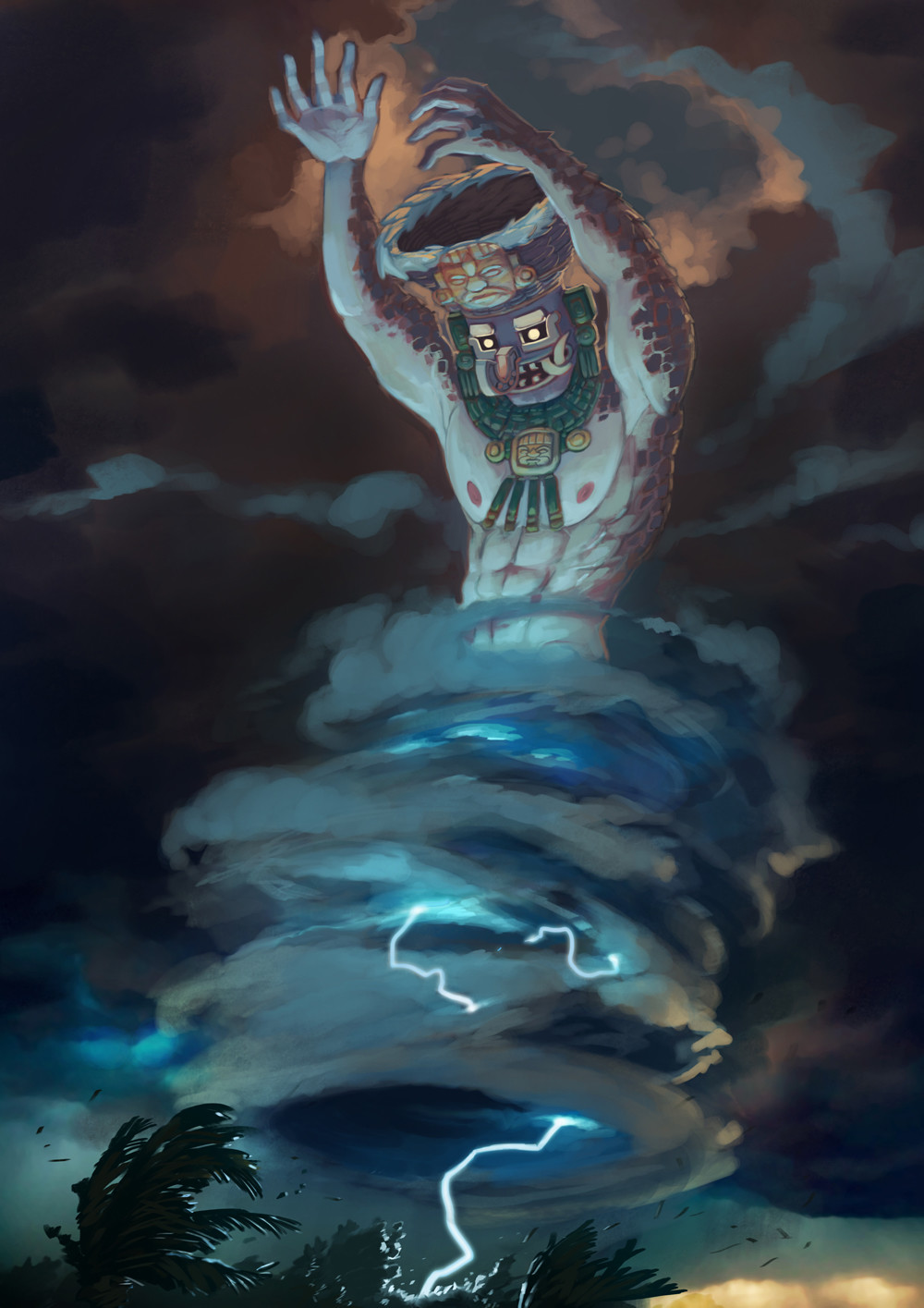 Chaac, one of the 12 Mayan Gods and Goddesses illustrated for Mezo. 