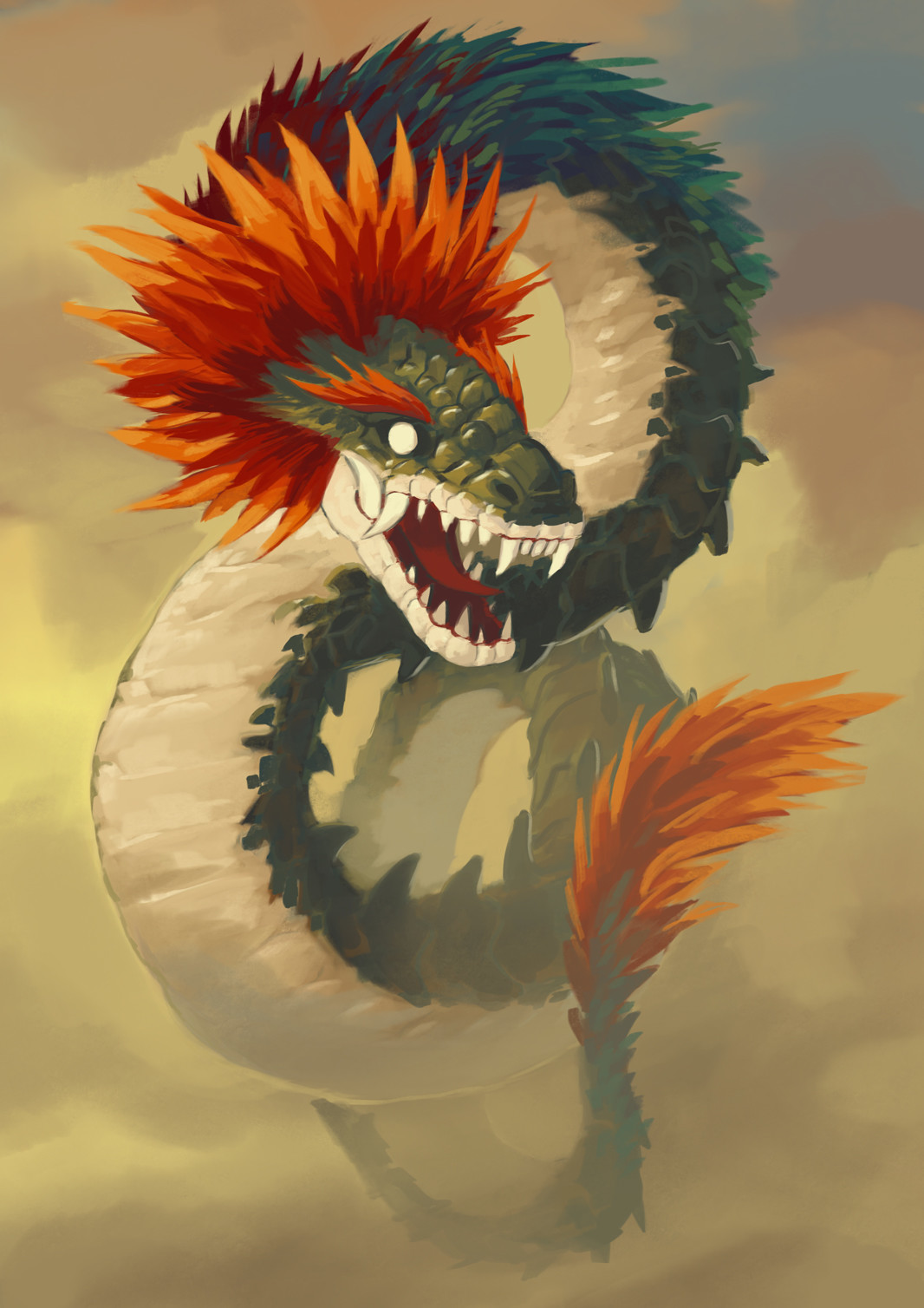 Kukulkan, one of the 12 Mayan Gods and Goddesses illustrated for Mezo. 