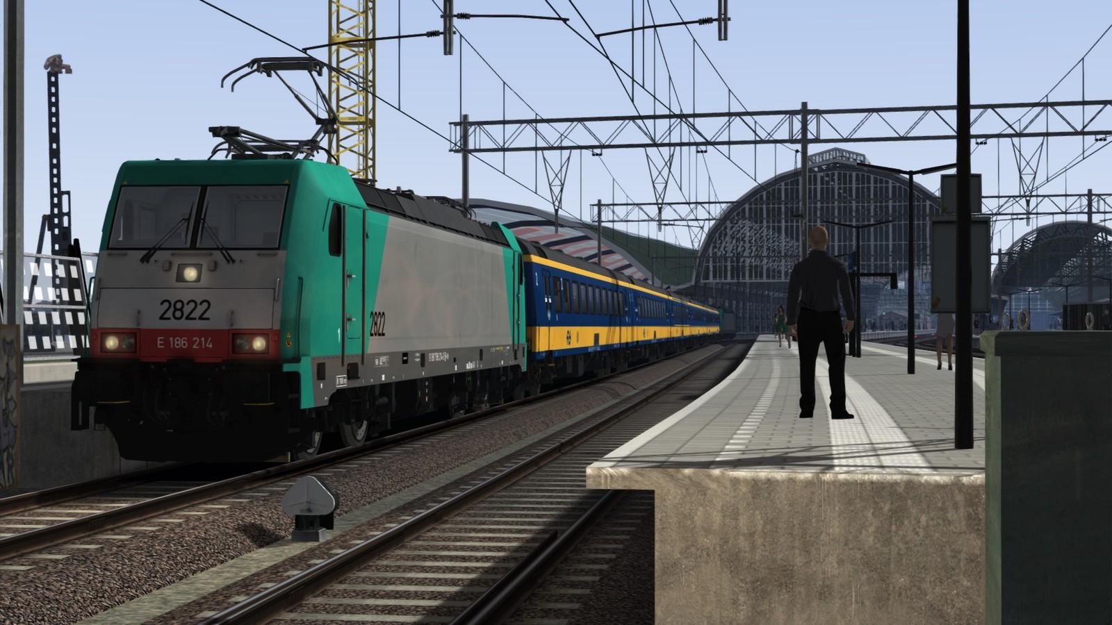 Traxx 186 locomotive with ICRmh wagons. Dutch national railways