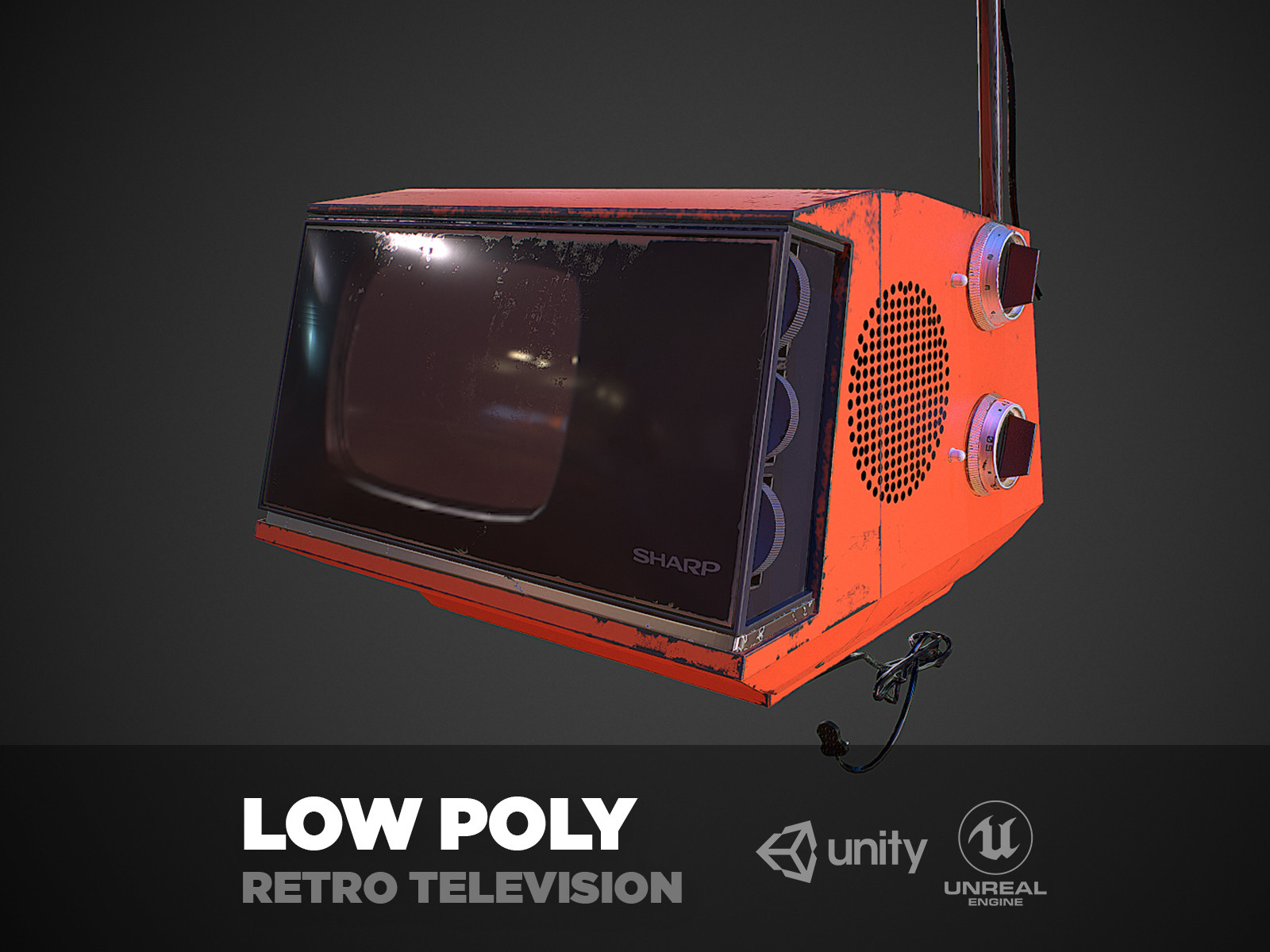 Motinblur Studios Retro Television Low Poly 3d Model