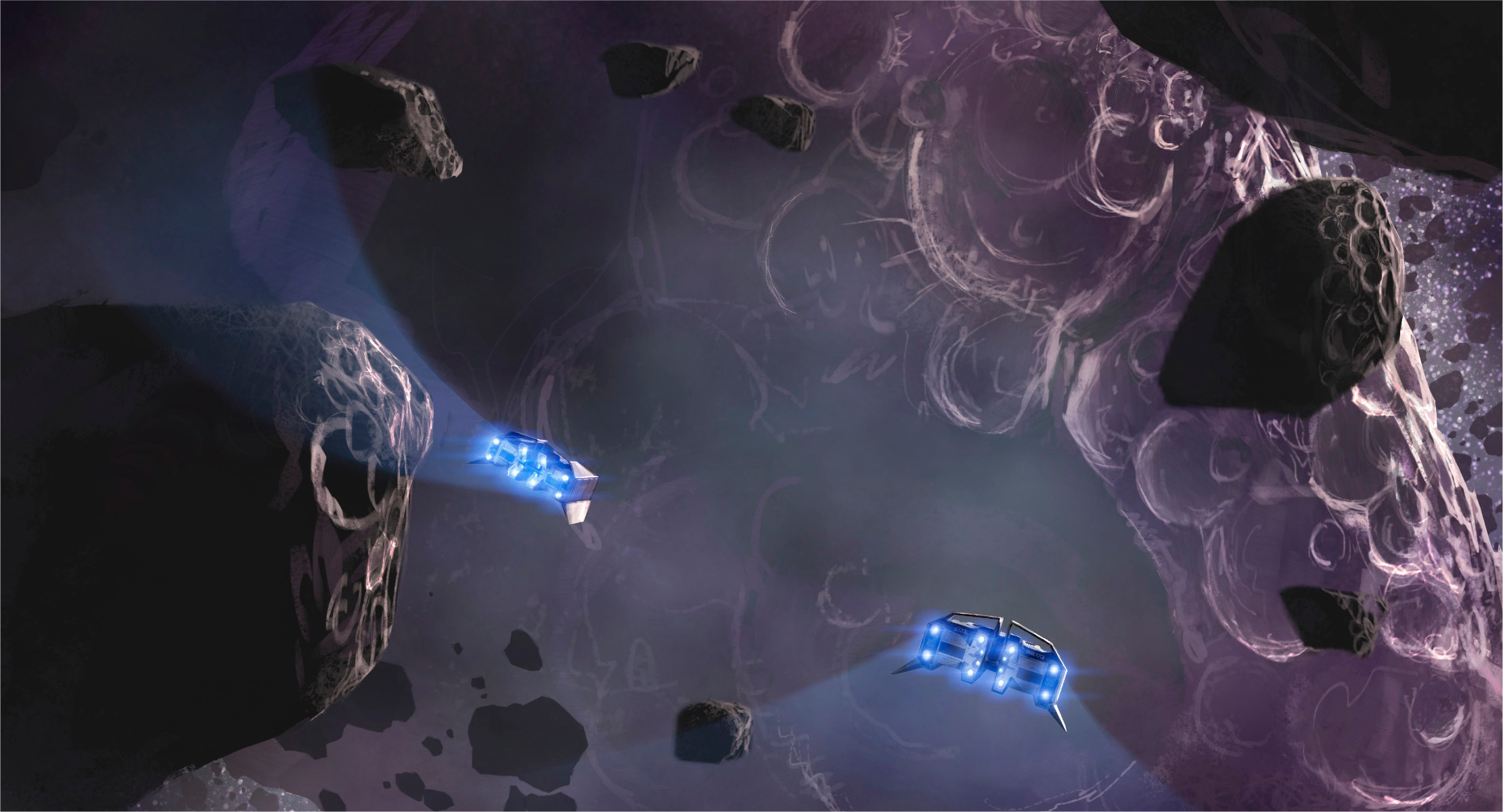 When the Shenzhou exits the black hole, a massive asteroid takes up the entire view port. Carrying all the momentum of our passage through the singularity, we have no choice but to pull up hard to avoid collision.