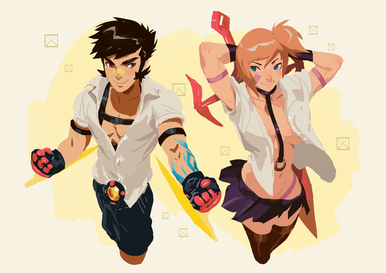 pix Anime Boy With Giant Sword retro haired dude vs giant sword girl