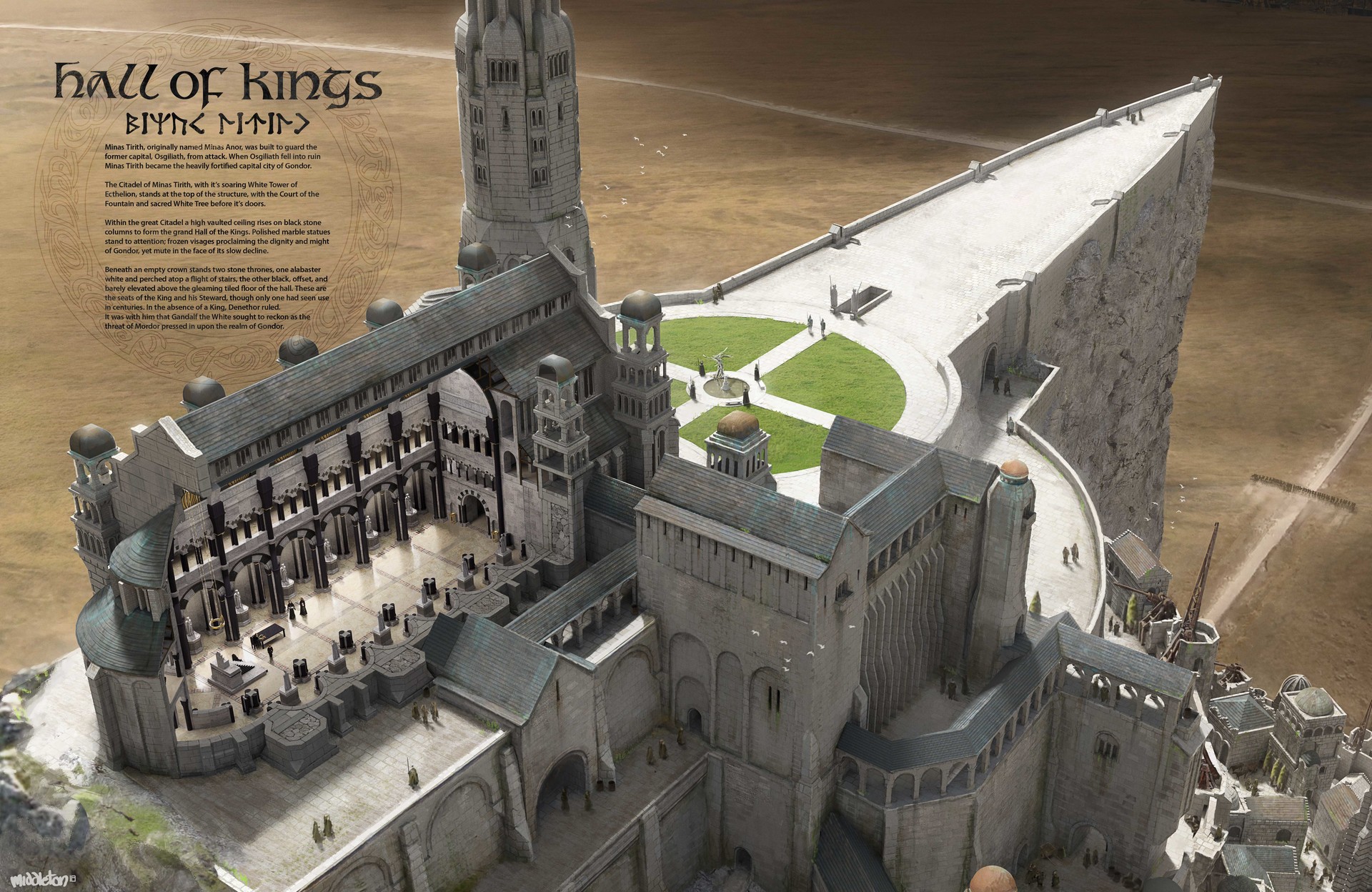 The Lord Of The Rings Minas Tirith Gondor Capital Environmental Statue  Castle