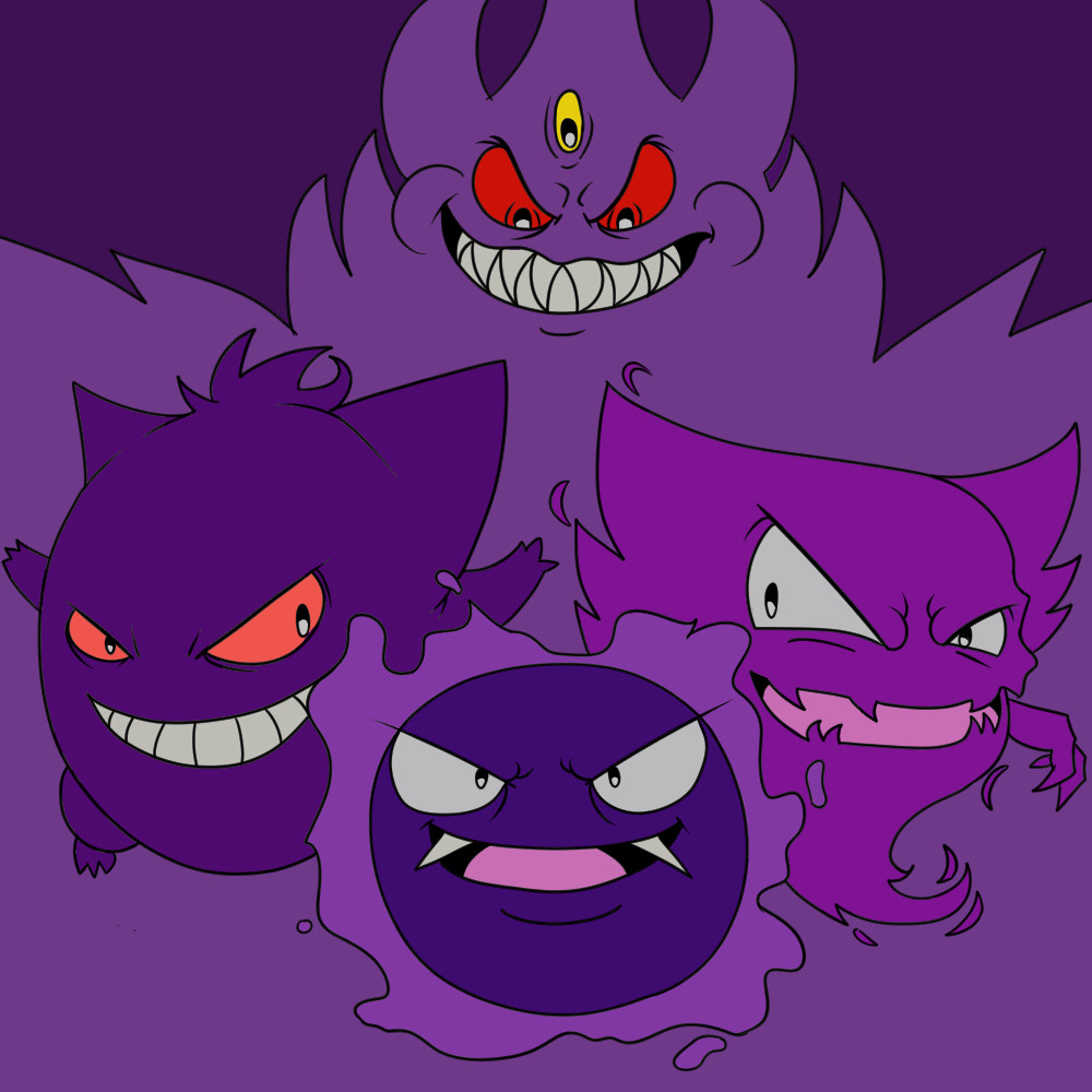 Artstation Pokemon Ghost Gang Gastly Haunter Gengar